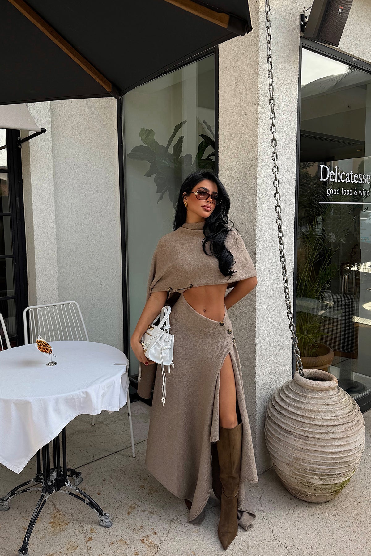 Bej Suzette triko takım ATE-4397