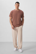 Beige Textured Surface Relaxed Fit Palazzo Men's Pants - 82163