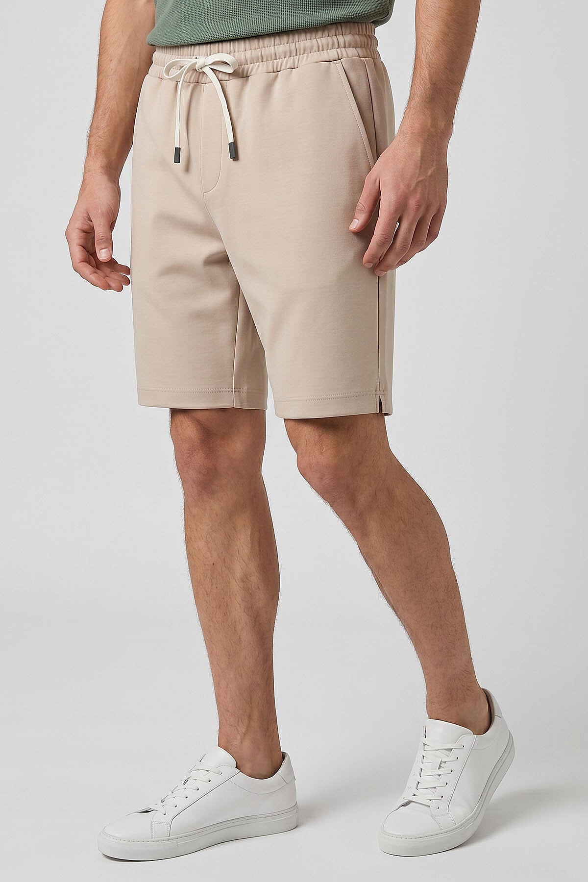 Bej Standart Fit Basic Arka Cepli Erkek Şort - 81314