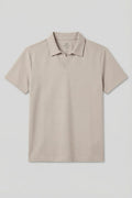 Beige Relaxed Fit Soft Texture Polo Collar Men's T-Shirt - 88496