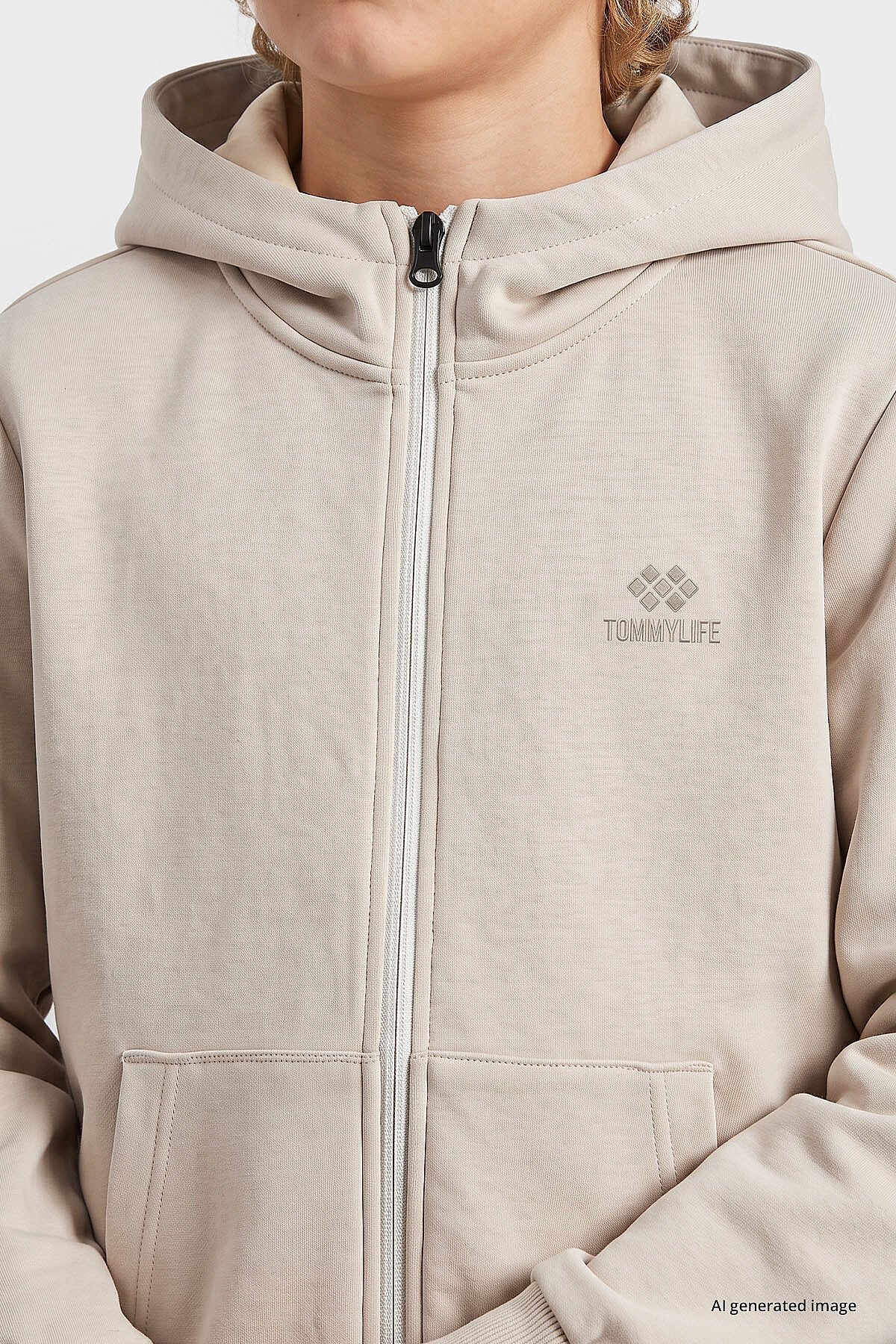 Bej Standart Kalıp Basic Erkek Çocuk Sweatshirt - 11336