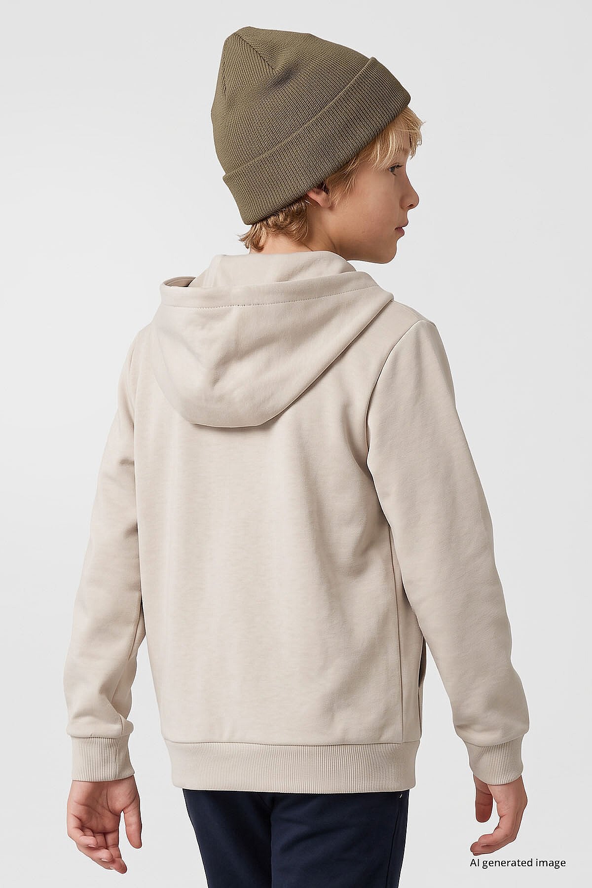 Bej Standart Kalıp Basic Erkek Çocuk Sweatshirt - 11336