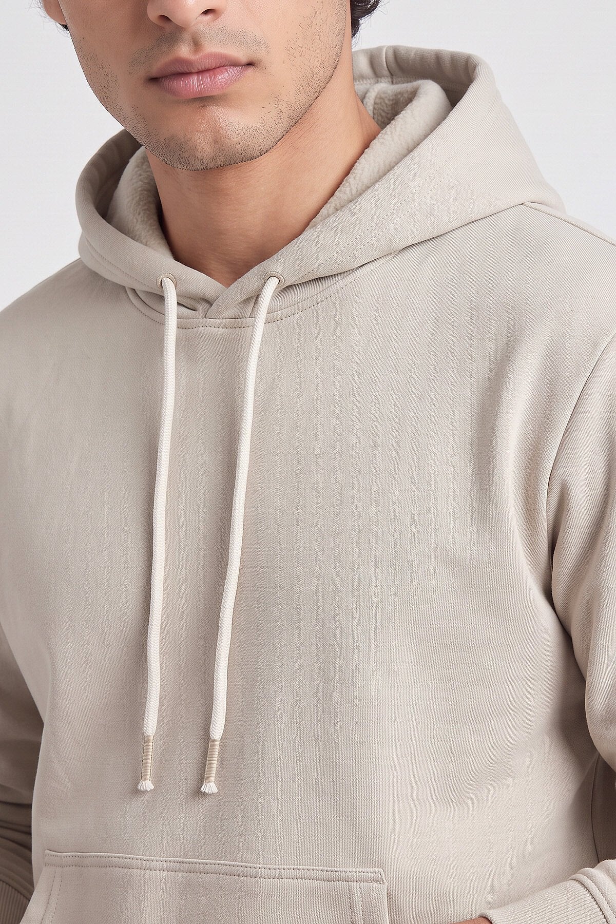 Bej Standart Kalıp Basic Erkek Sweatshirt - 88513