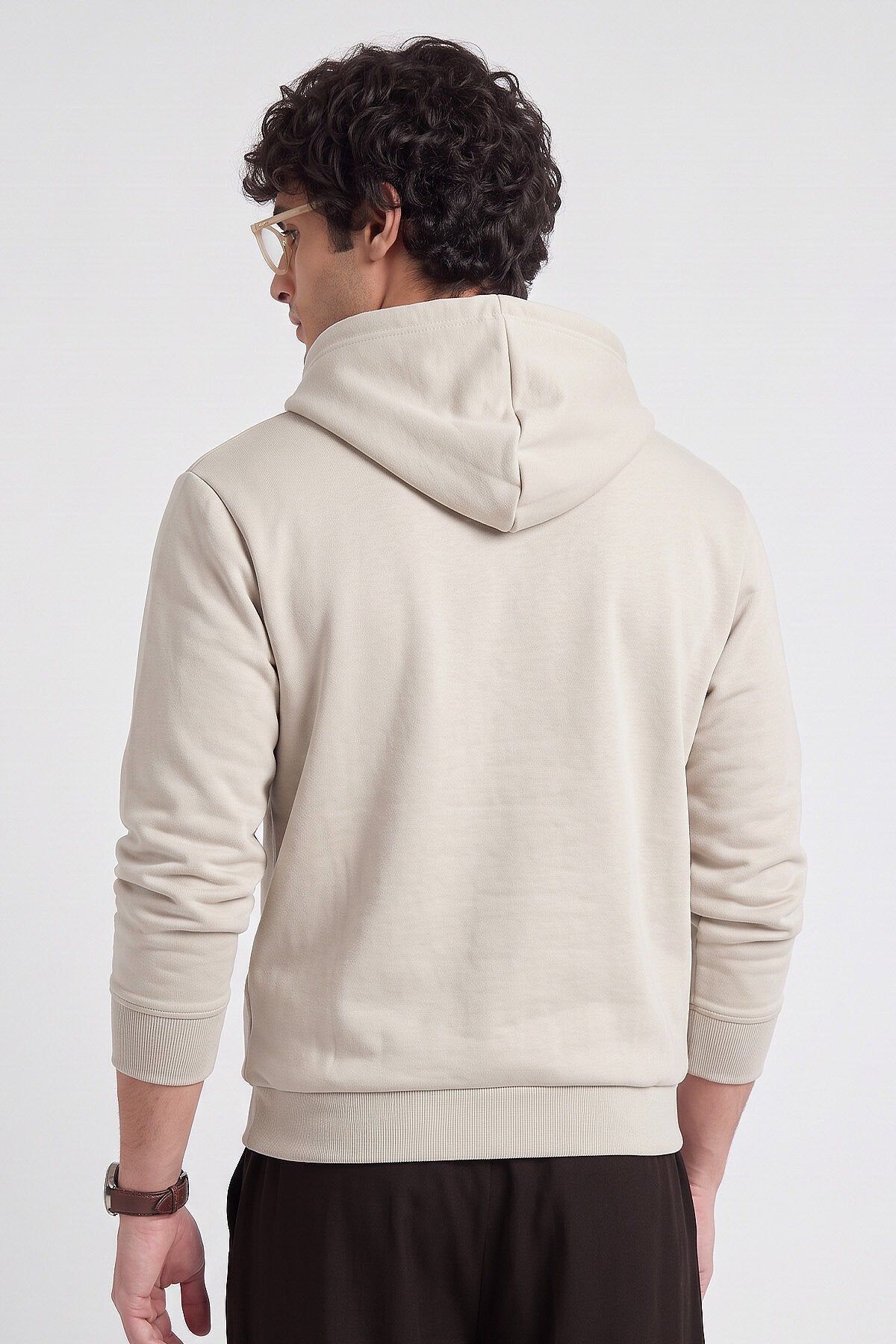 Bej Standart Kalıp Basic Erkek Sweatshirt - 88513