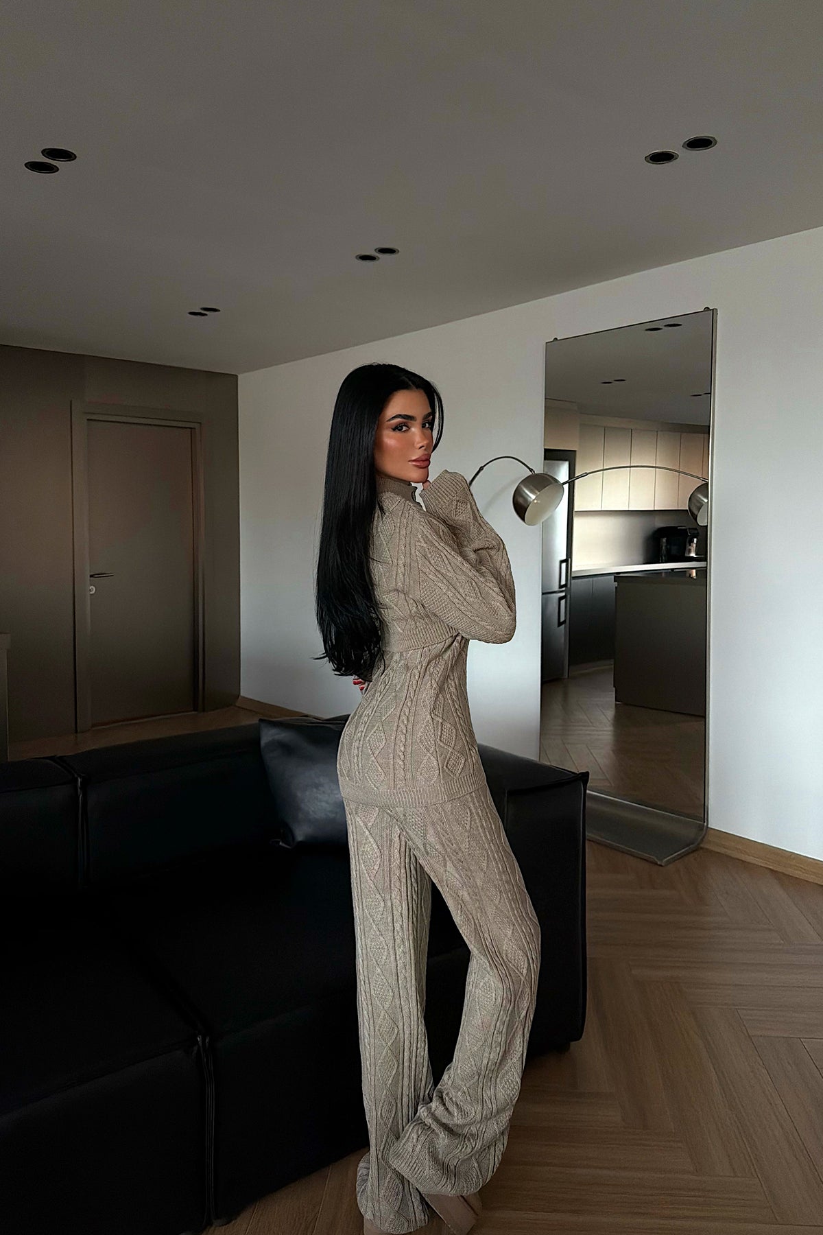 Bej Mangan triko takım ATE-4407