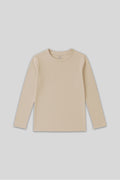 Beige O-Neck Standard Fit Basic Long Sleeve Unisex Kids' T-Shirt - 11329