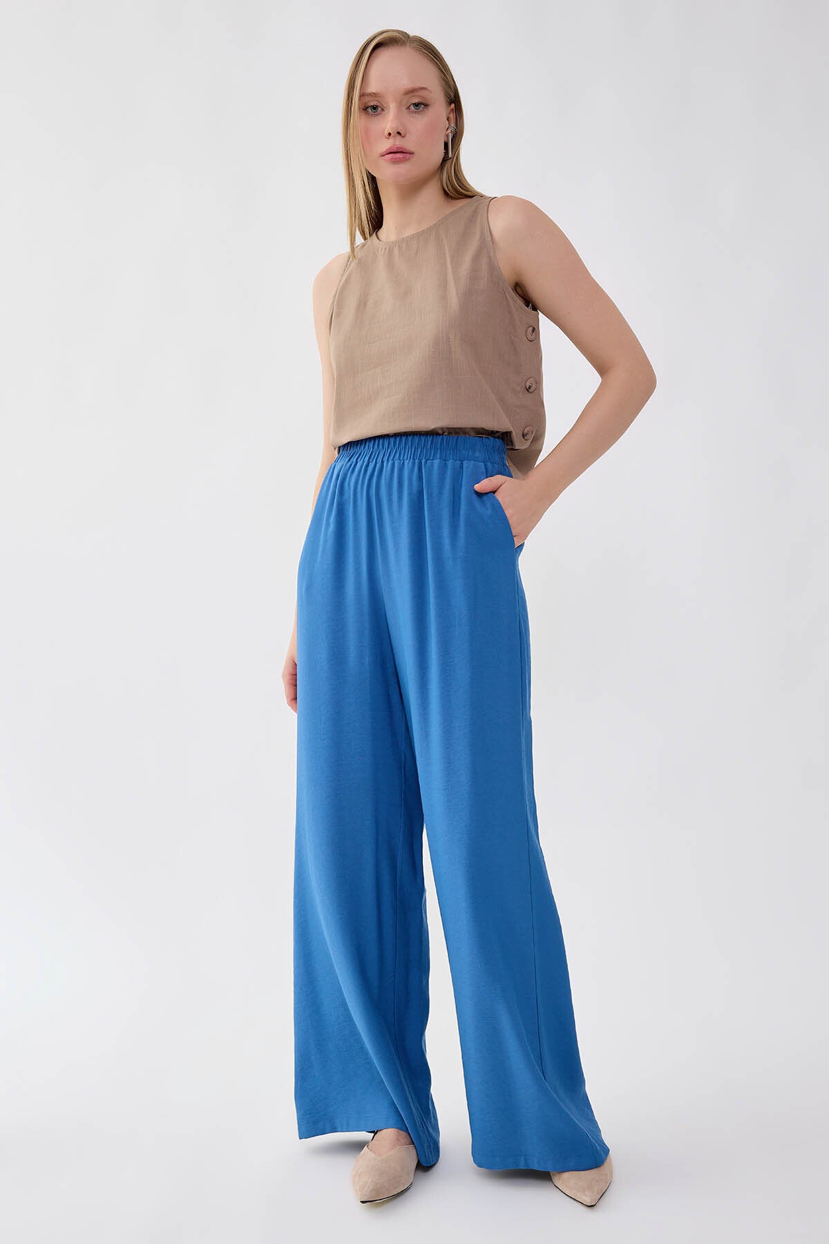 Beli Lastikli Geniş Paça Pantolon