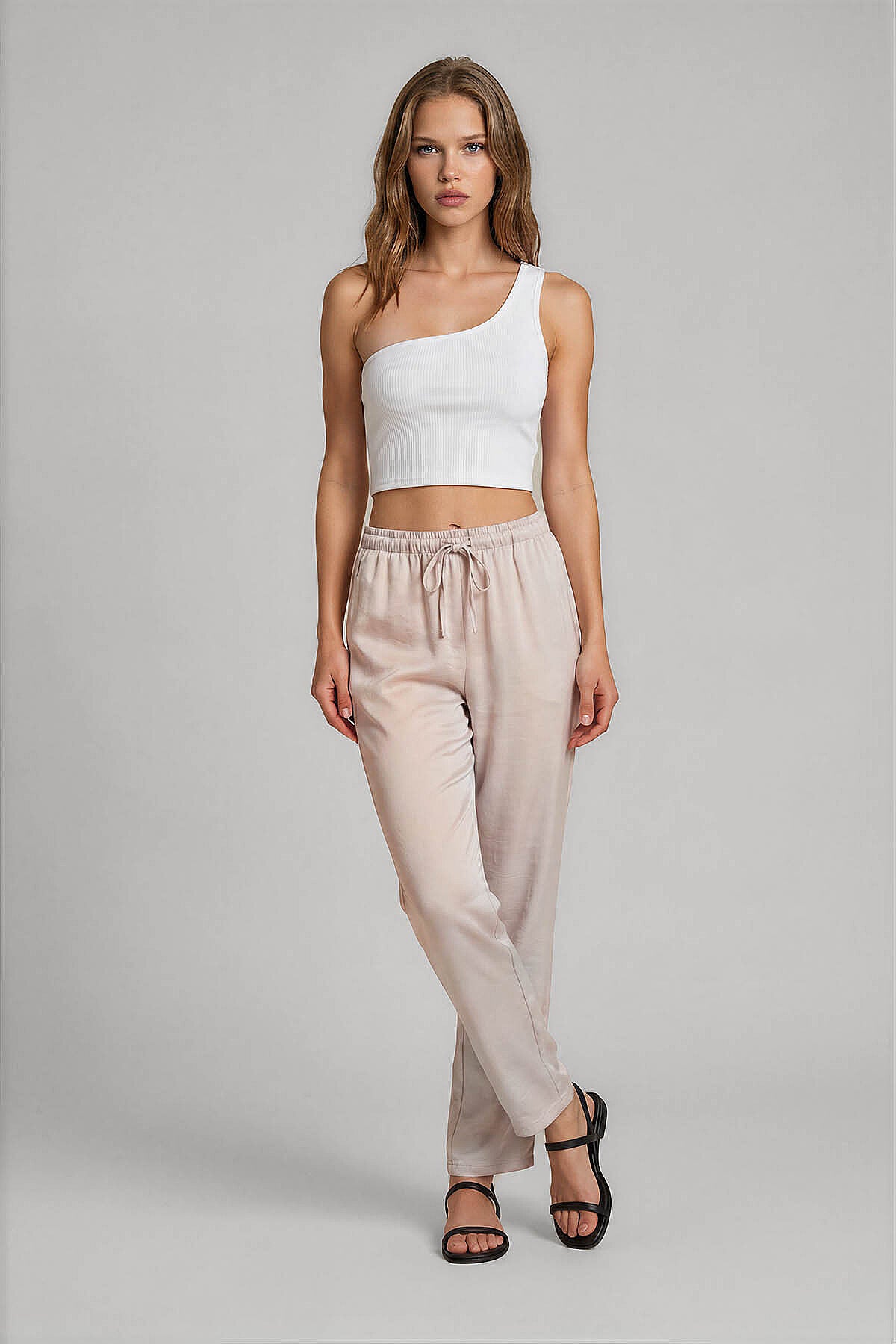 Beli Lastikli Saten Pantolon