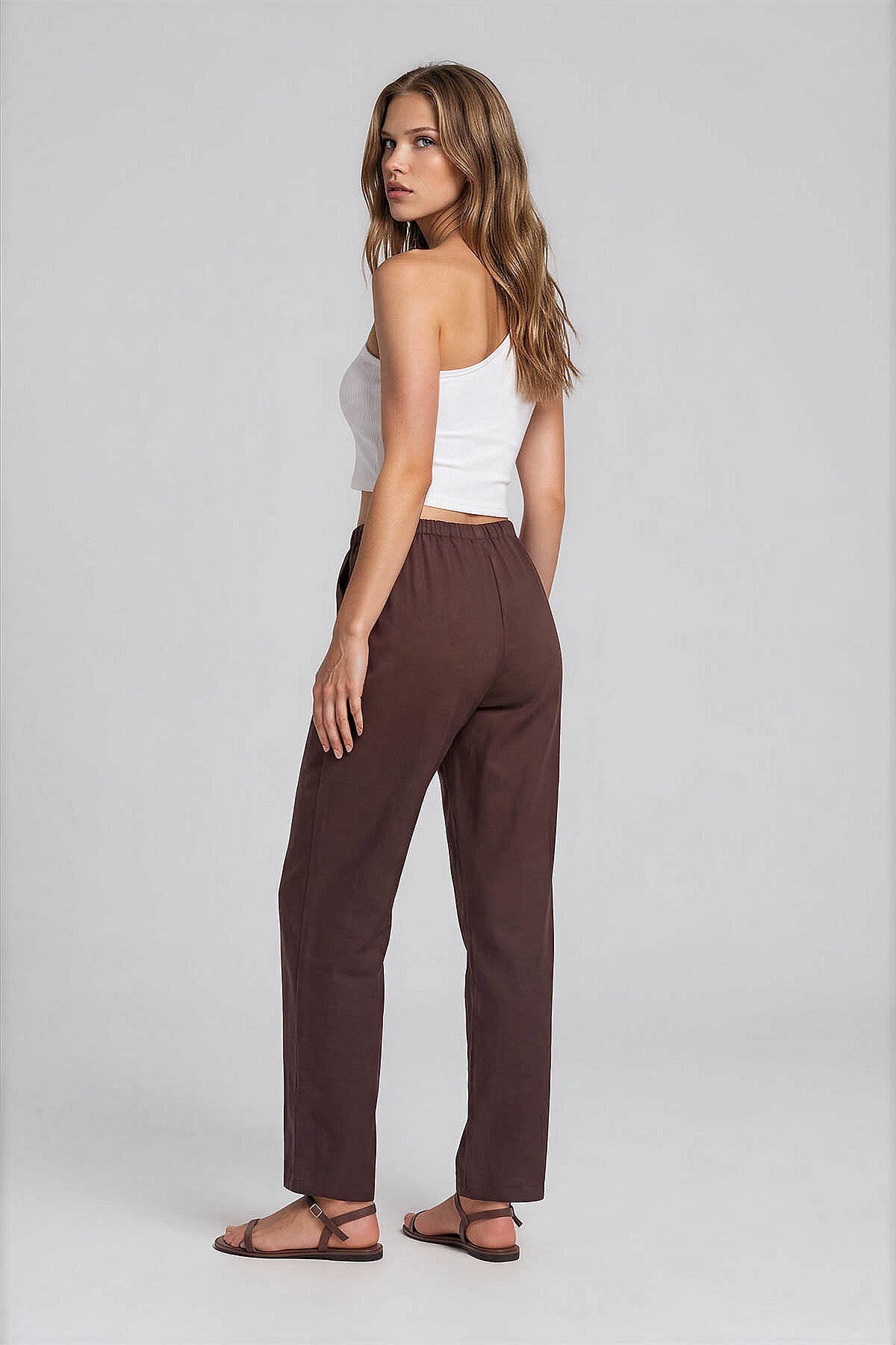 Beli Lastikli Saten Pantolon