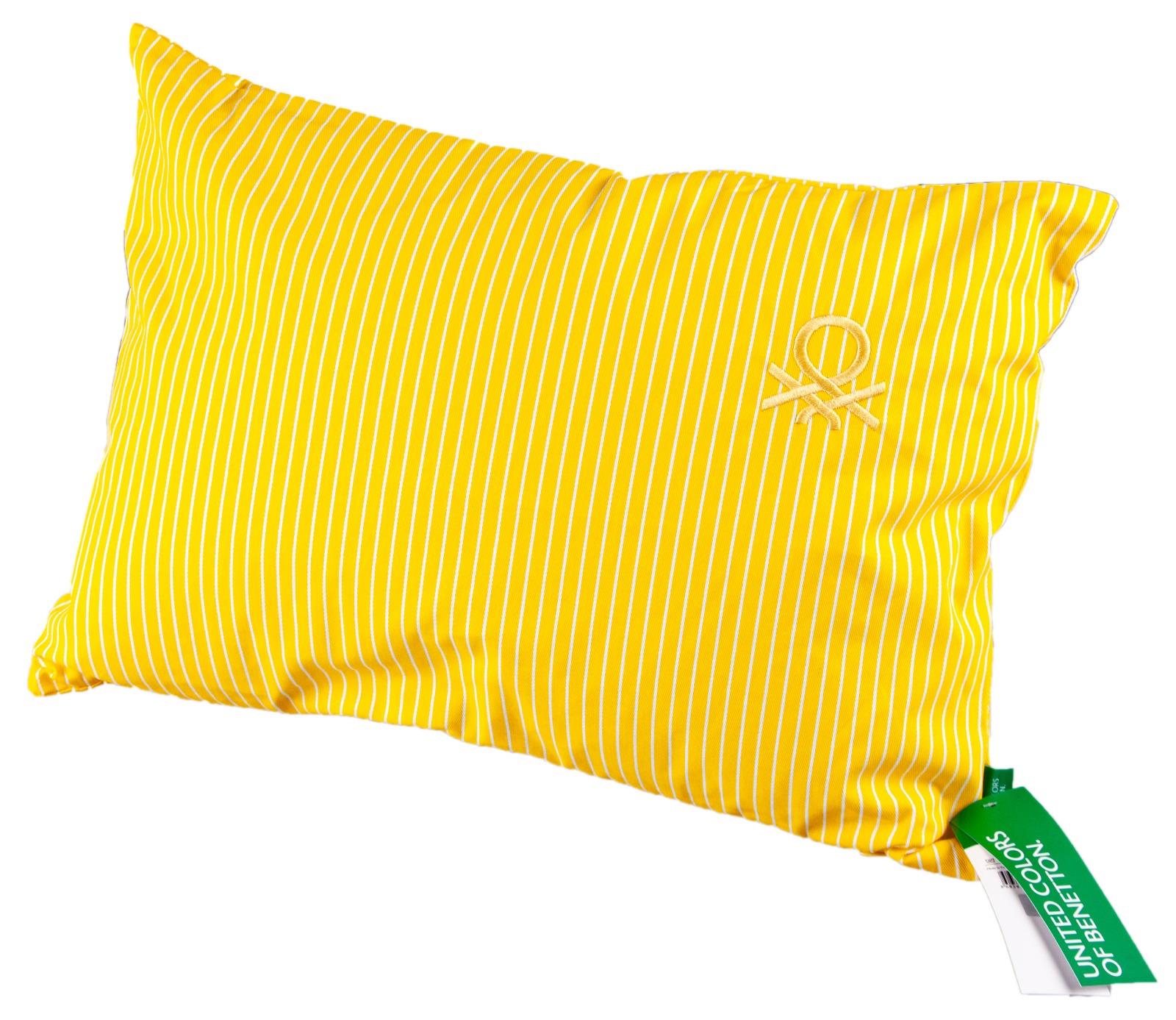 Benetton 100% Pamuk 35*50 Cm Çizgili Kırlent Dolu Sarı Çizgili