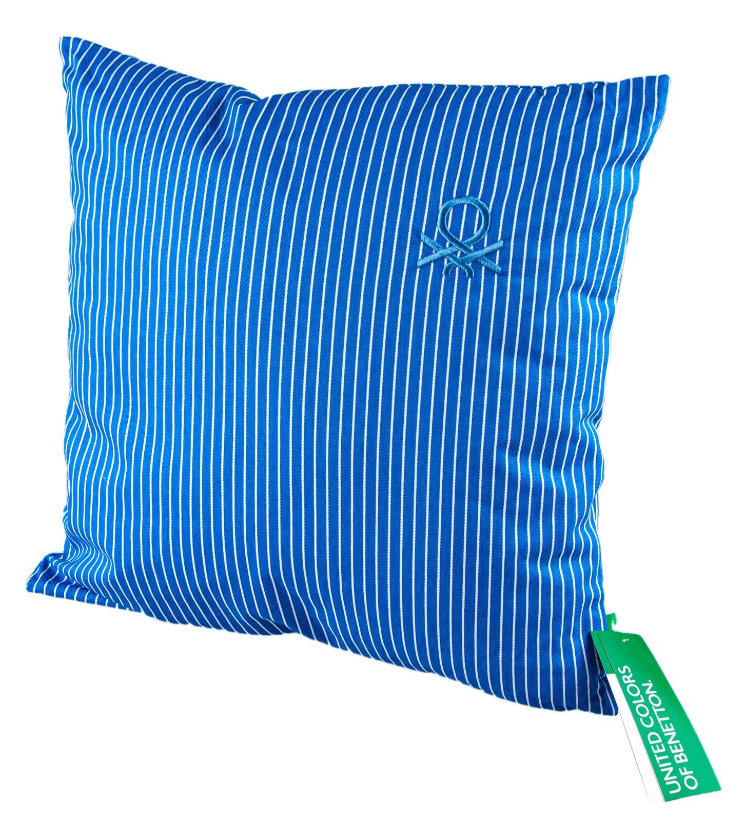 Benetton 100% Pamuk 45*45 Cm Çizgili Kırlent Dolu Mavi Çizgili