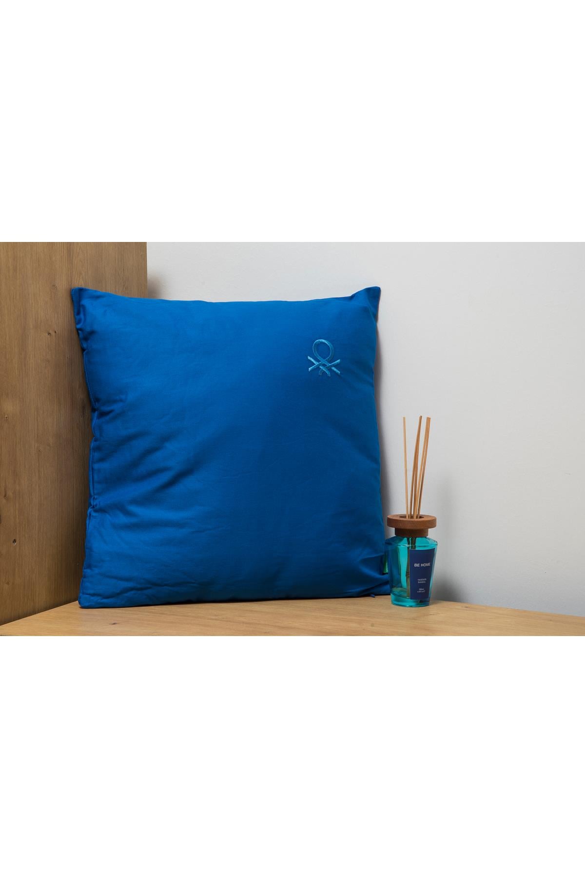 Benetton 100% Pamuk 45*45 Cm Düz Kırlent Dolu Mavi