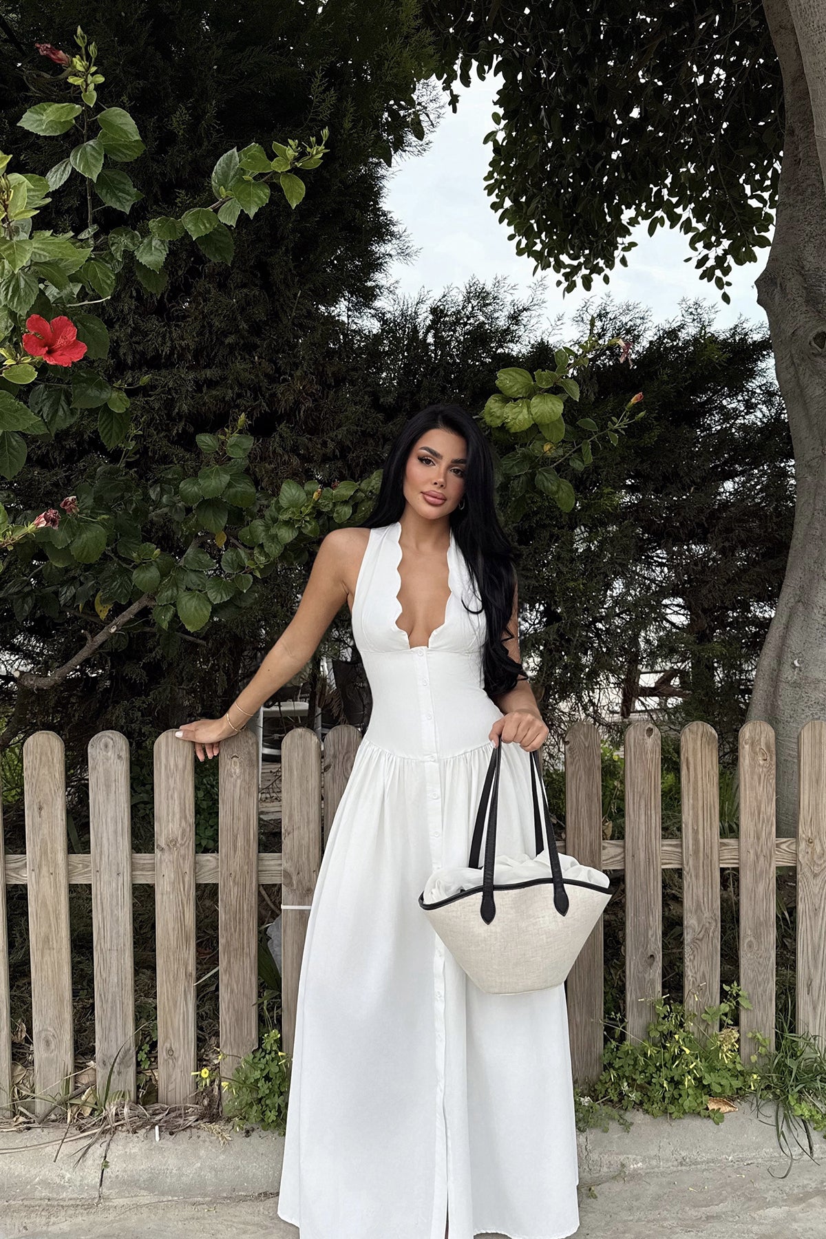 Beyaz Emilie Uzun Elbise ATE-2343