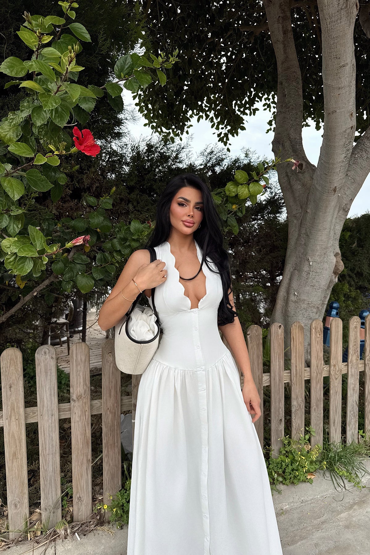 Beyaz Emilie Uzun Elbise ATE-2343