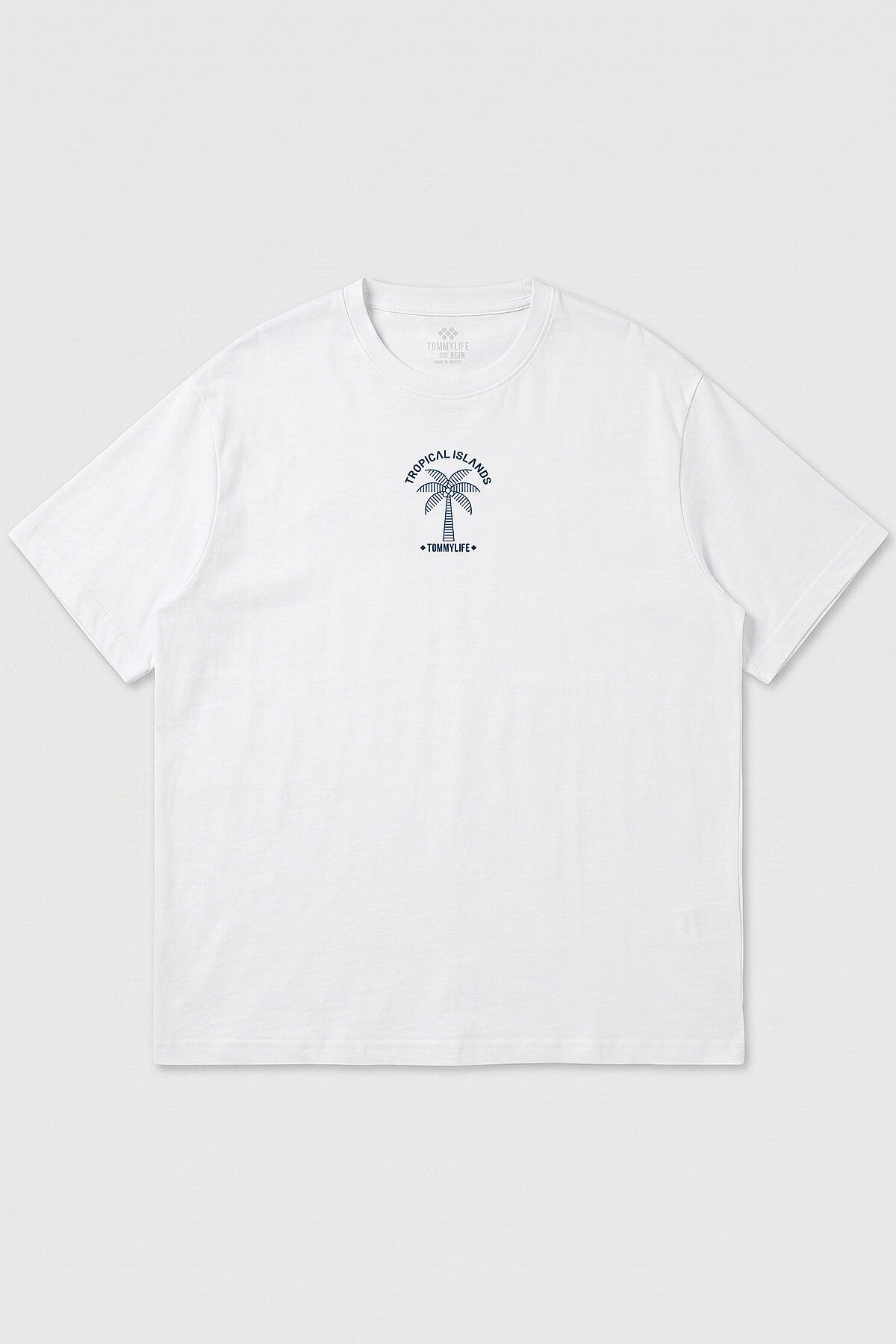 Beyaz Rahat Form Baskılı Battal Büyük Beden Kısa Kollu Erkek T-Shirt - 88473