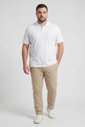 Beyaz Polo Yaka Büyük Beden Battal Erkek T-Shirt - 88511