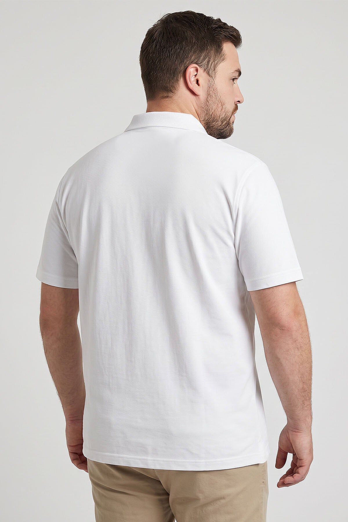 Beyaz Polo Yaka Büyük Beden Battal Erkek T-Shirt - 88511