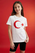 White Crescent Star Printed Unisex Kids T-Shirt - 11333