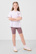 White-Rose Dust V Neck Belt Detailed Standard Fit Performance Girls' Leggings Set - 75187