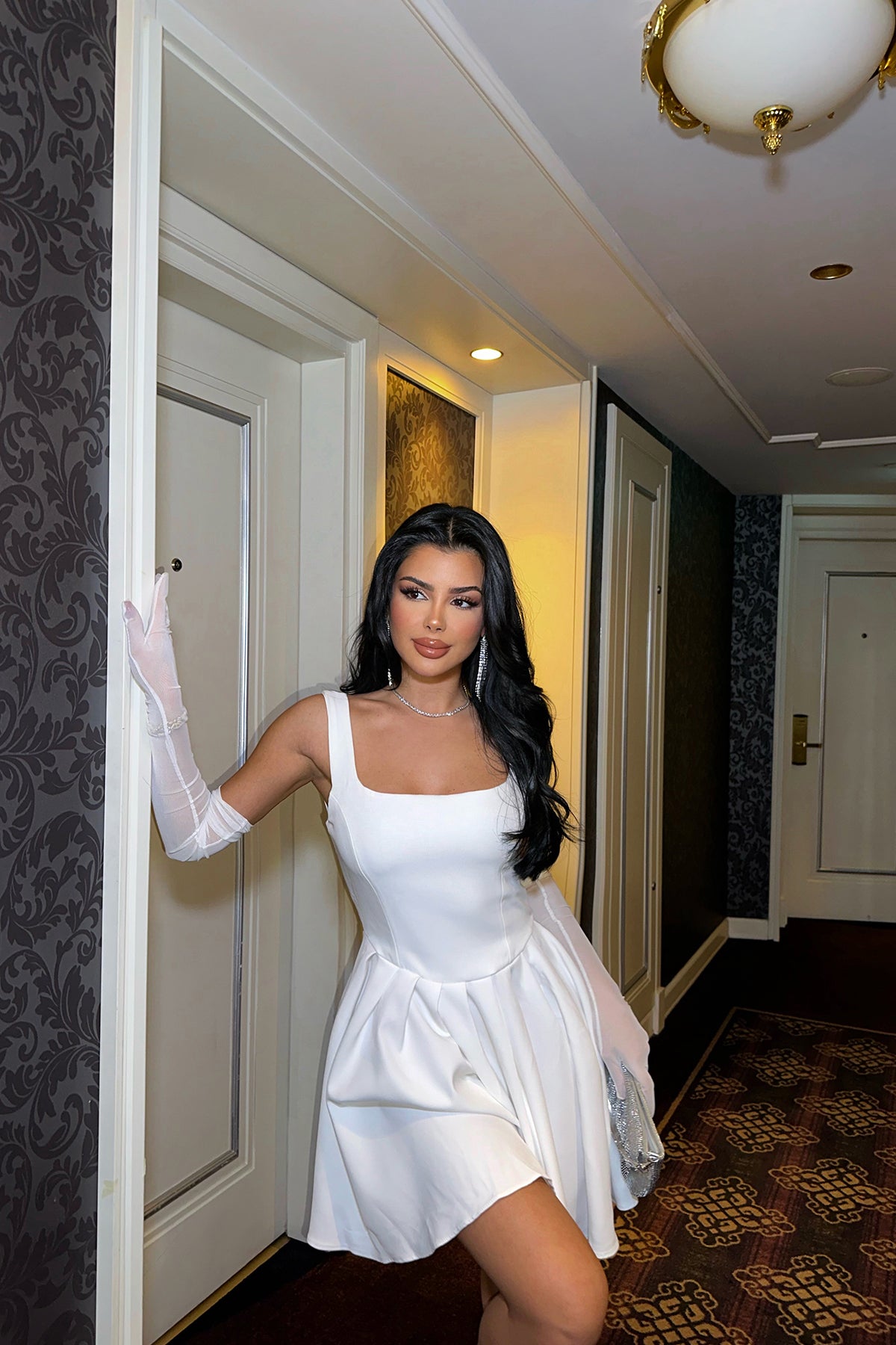 Beyaz  Yolian Mini Elbise ATE3779