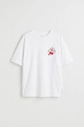Beyaz Oversize Kısa Kollu Baskılı Kız Çocuk T-Shirt - 75176