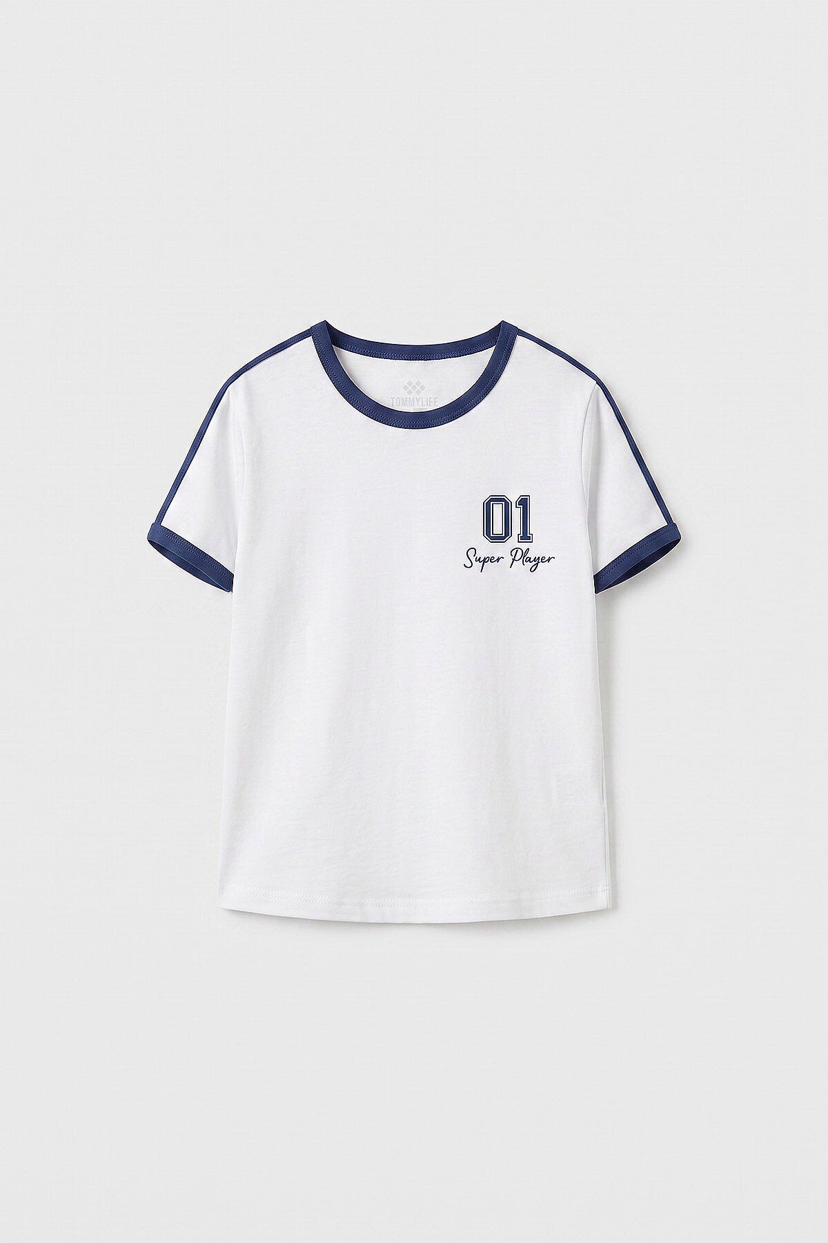 Beyaz Omuz Biye Detaylı Baskılı Kız Çocuk T-Shirt - 75181