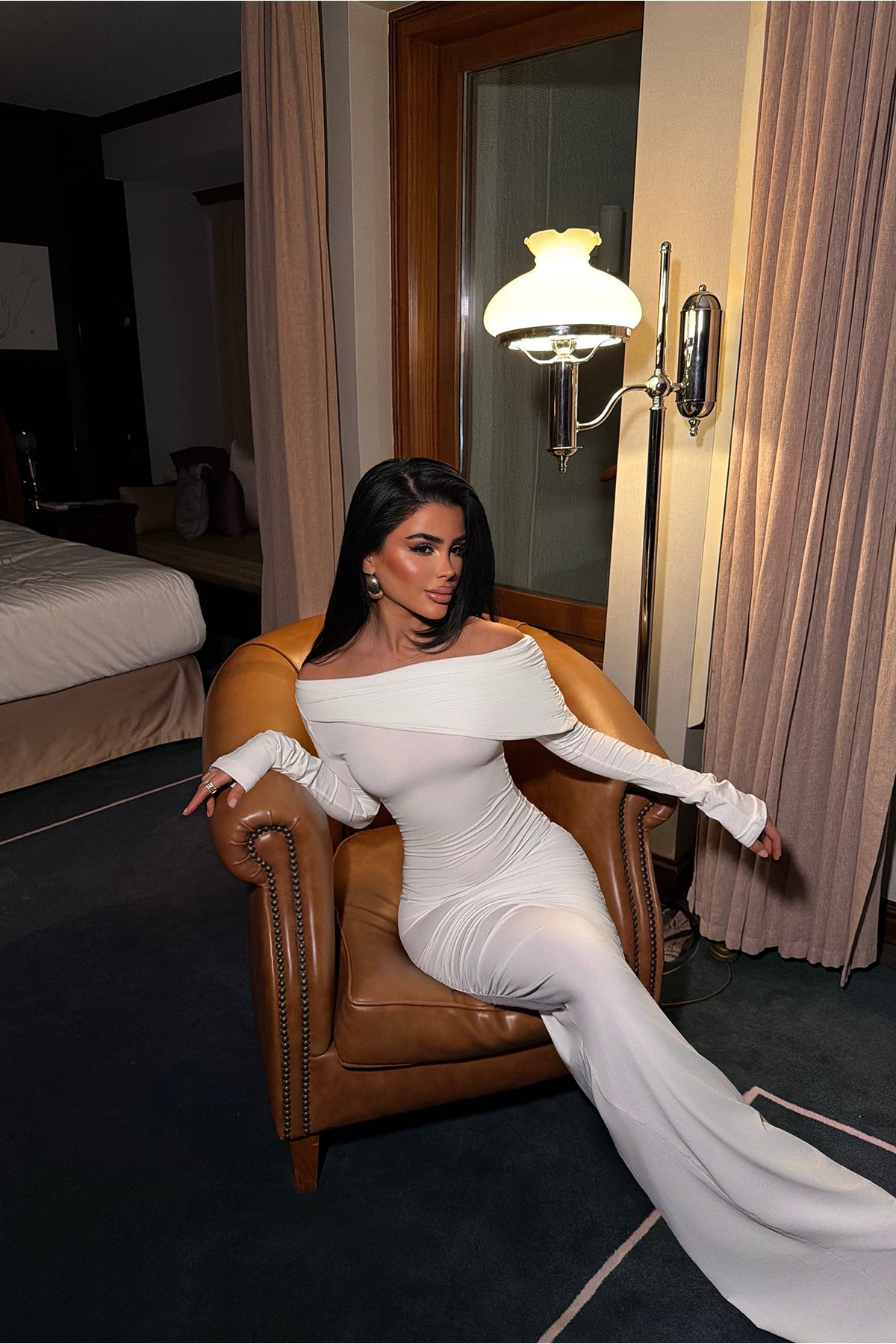 Beyaz Eywa Uzun Elbise ATE-4004