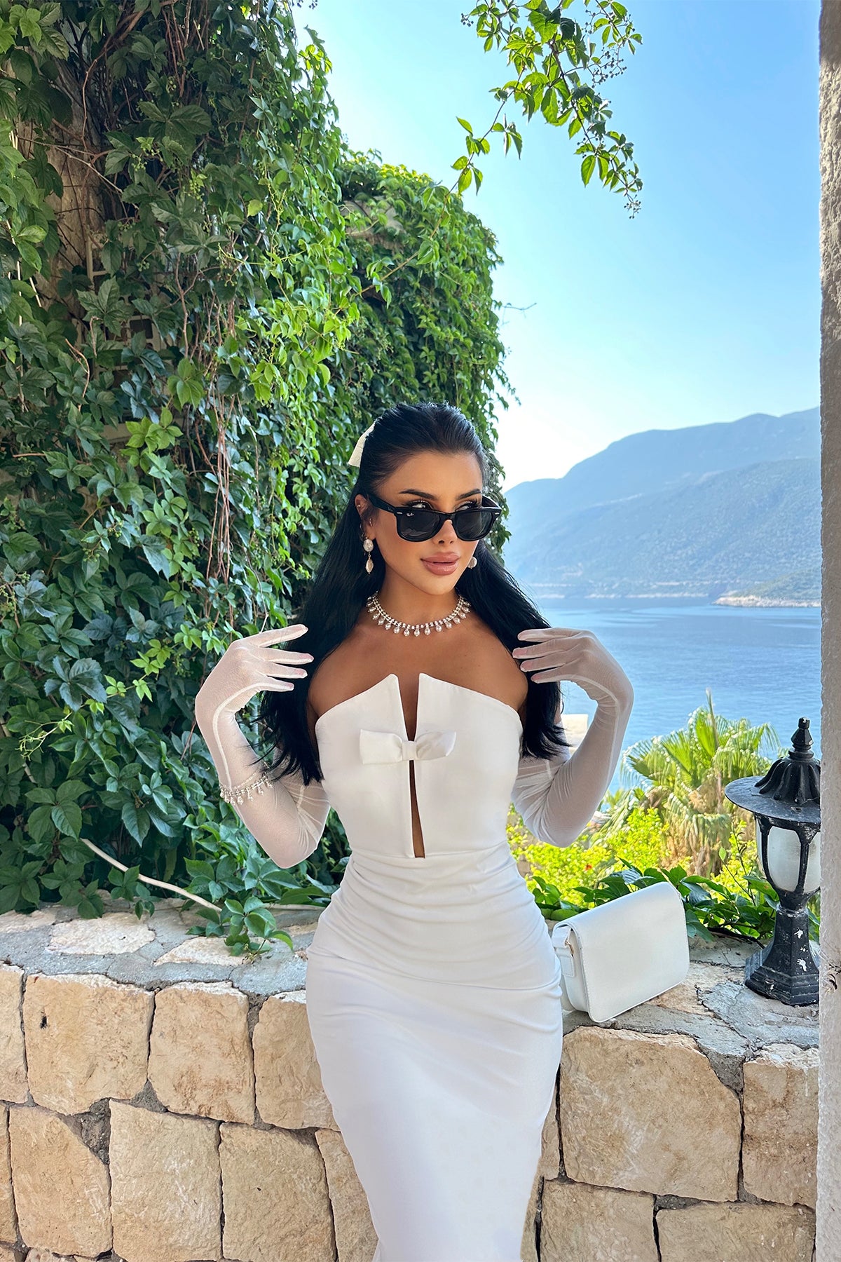 Lıana Beyaz Tasarım Elbise ATE7415