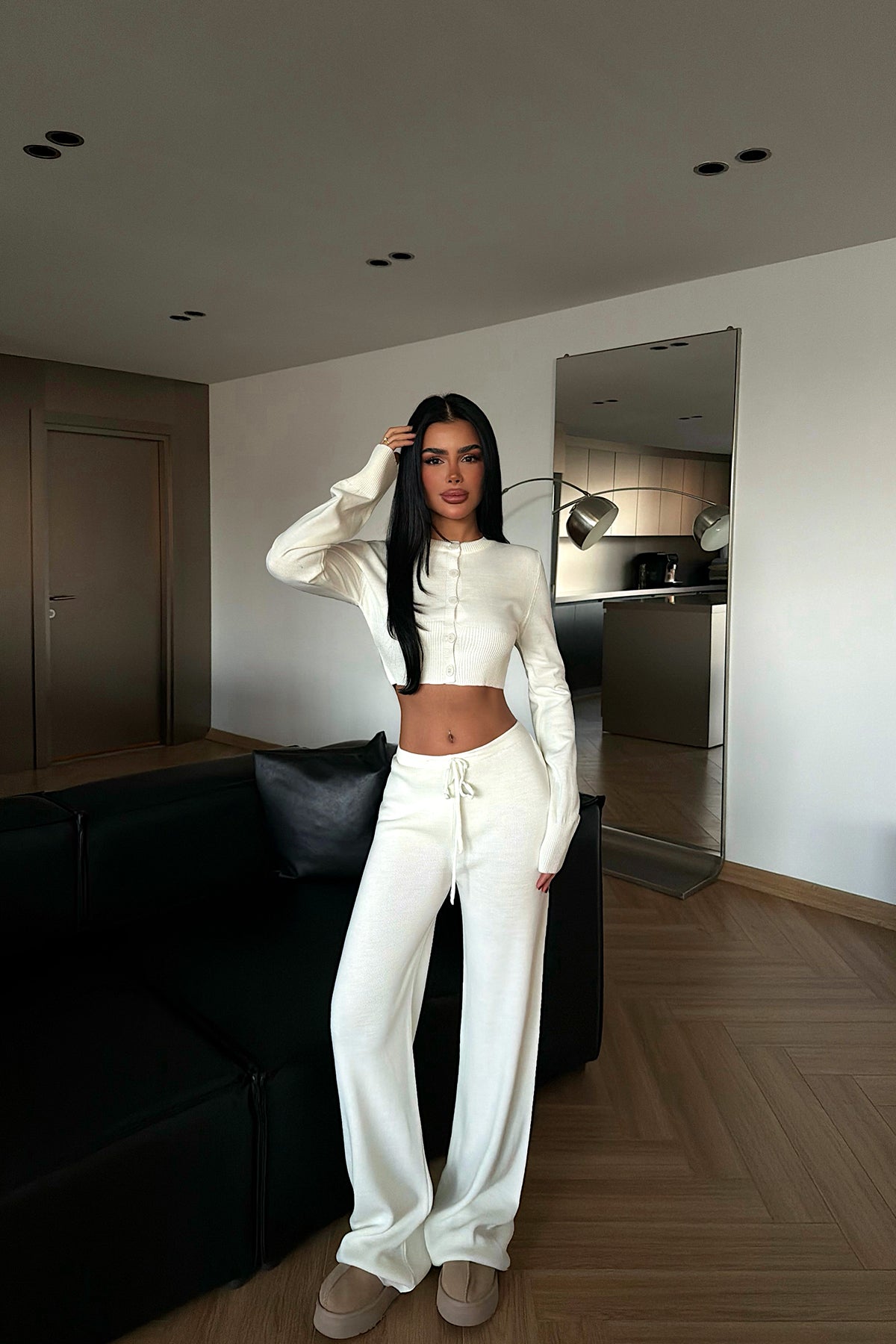 Beyaz Nagina triko takım ATE-4403