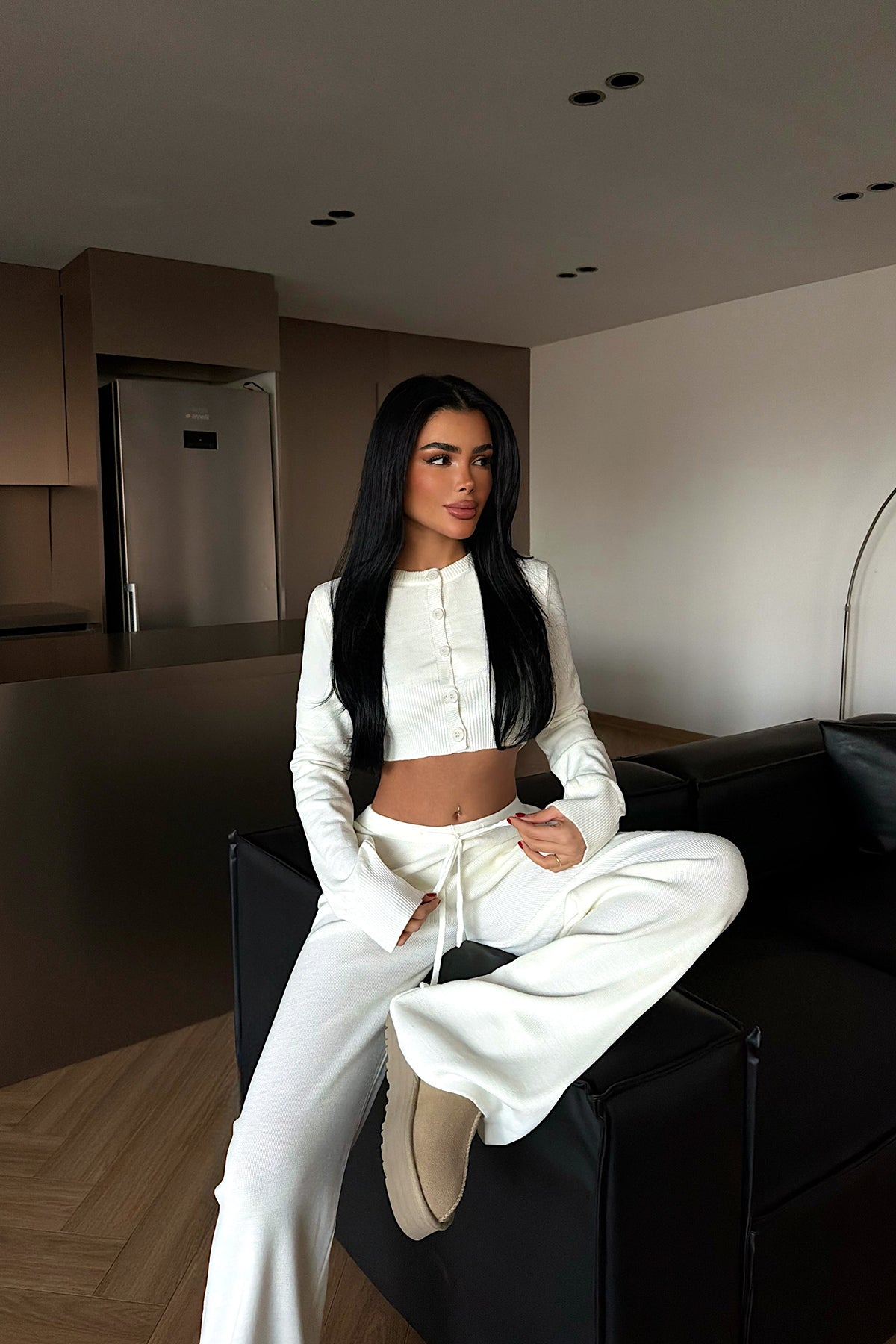 Beyaz Nagina triko takım ATE-4403