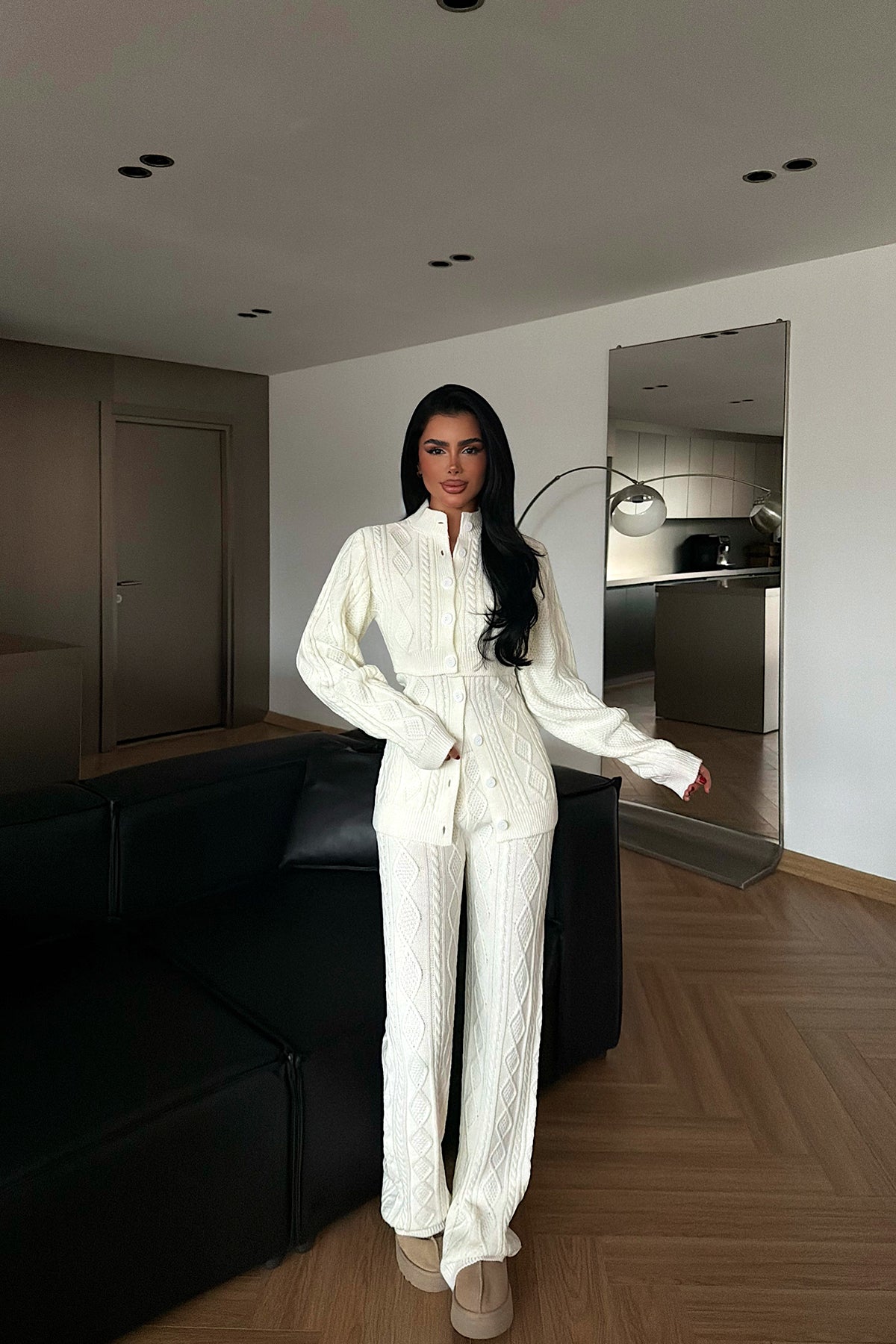 Beyaz Mangan Triko Takım ATE-4408