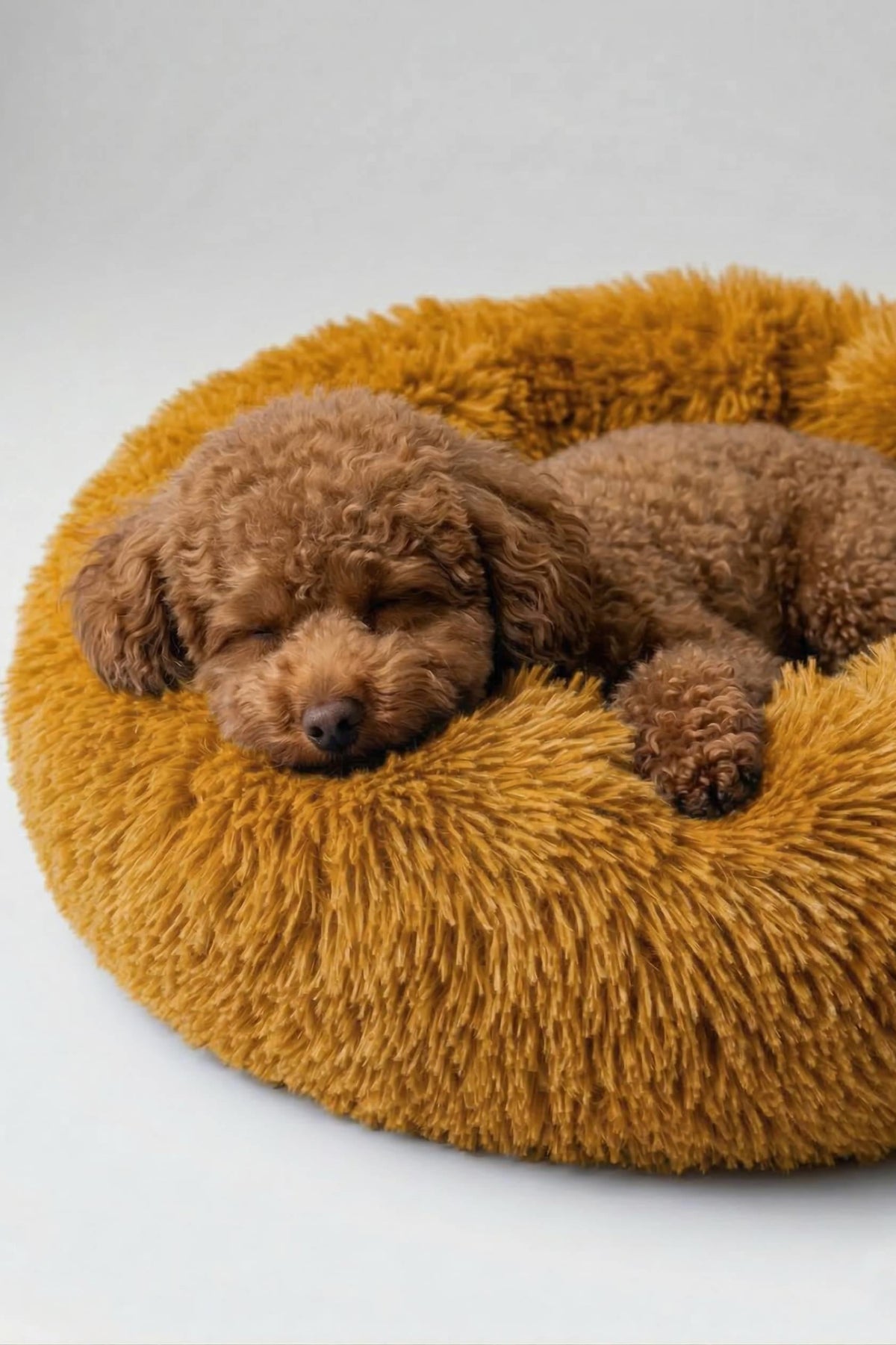 BNTMKT-0012-OR Uzun Kürklü Donut Kedi&Köpek Yatağı Turuncu 45 CM
