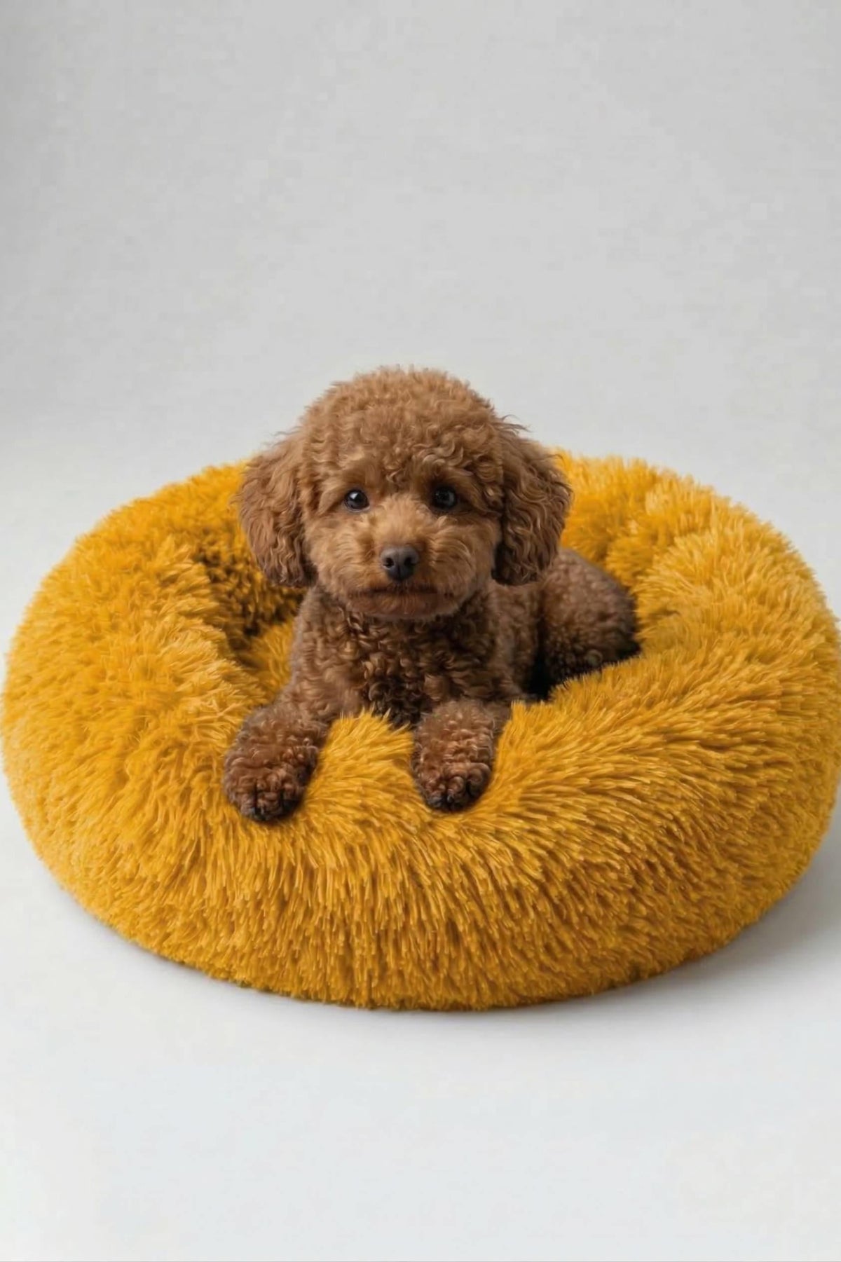 BNTMKT-0012-OR Uzun Kürklü Donut Kedi&Köpek Yatağı Turuncu 45 CM