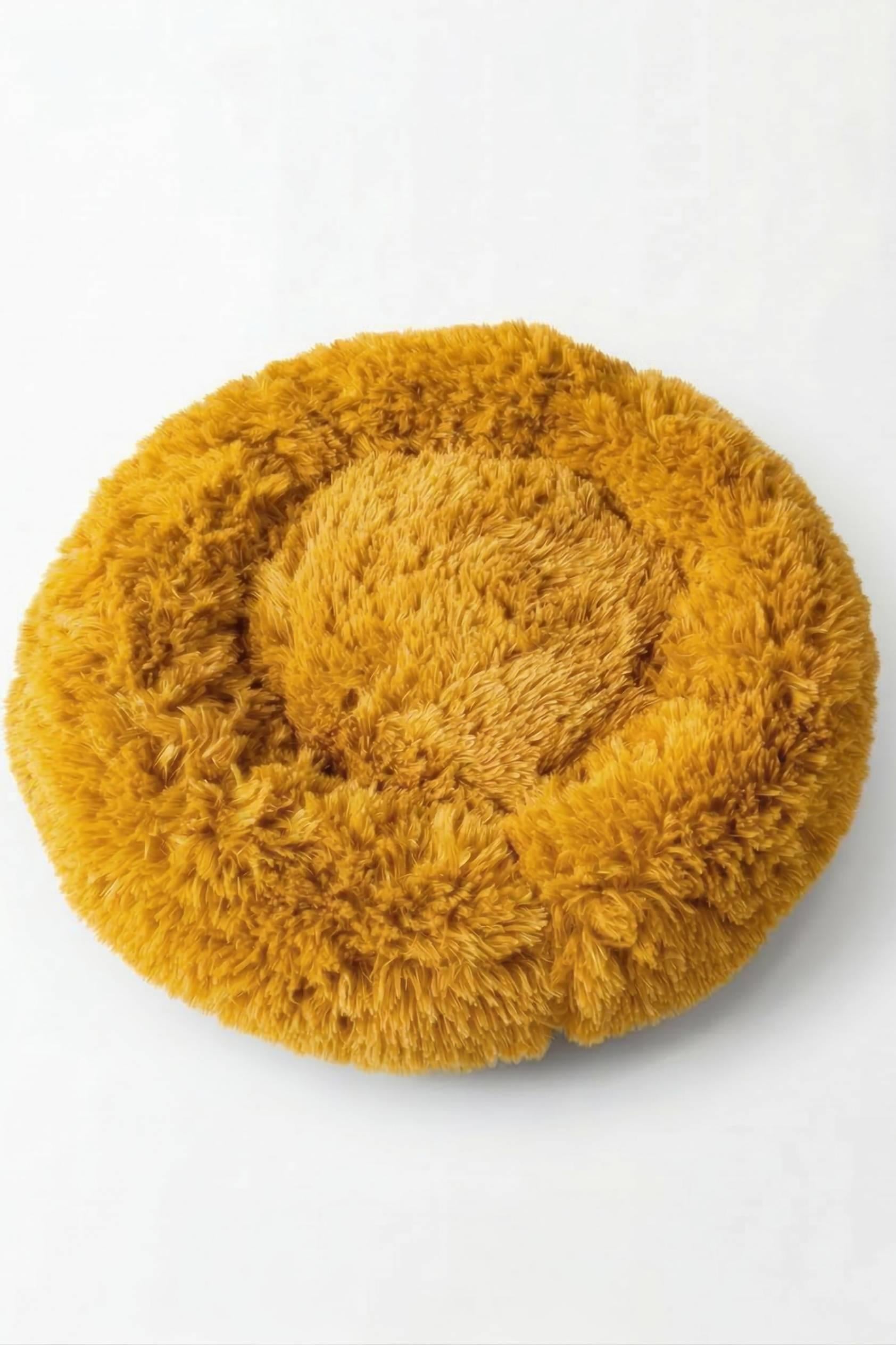 BNTMKT-0012-OR Uzun Kürklü Donut Kedi&Köpek Yatağı Turuncu 45 CM