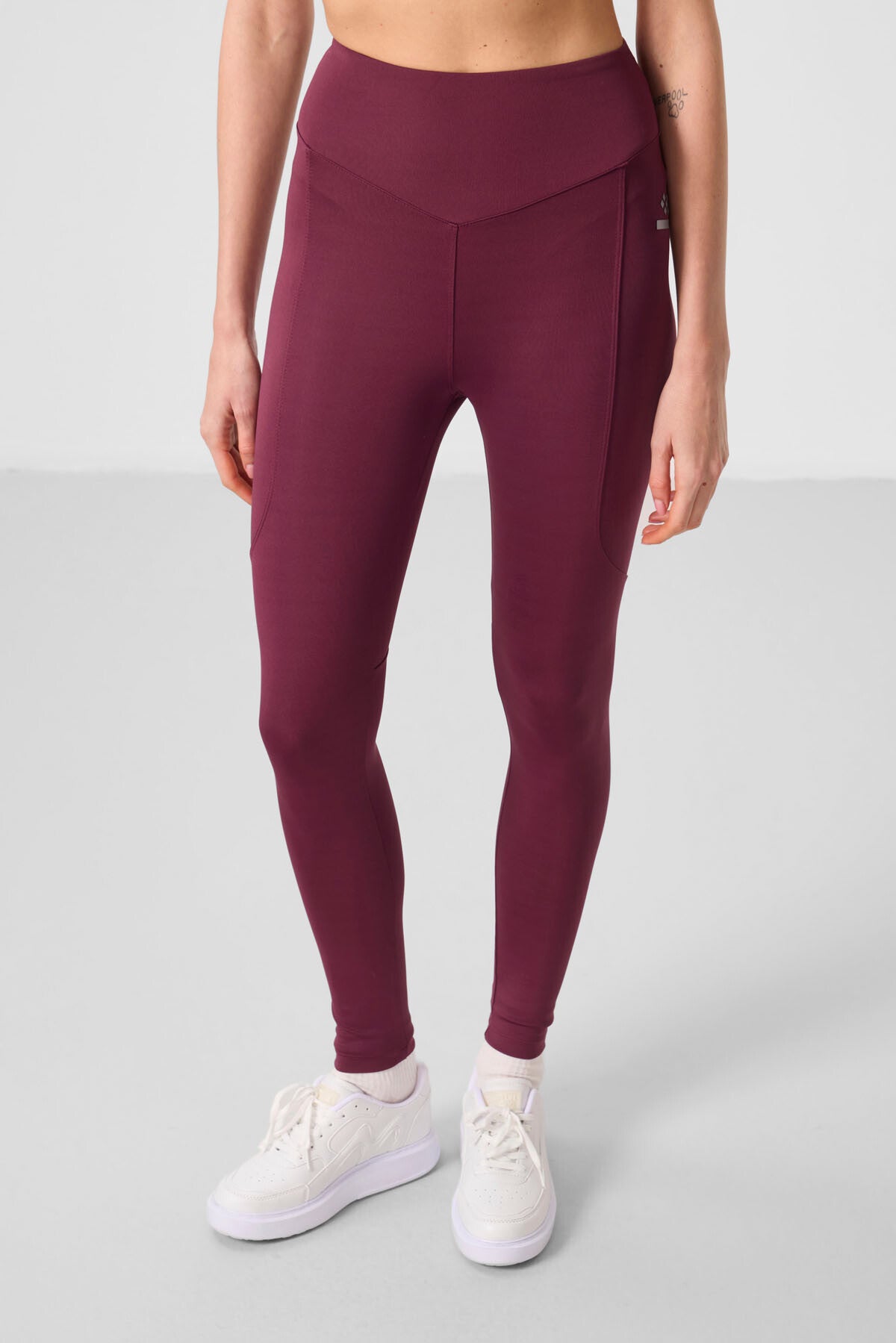 Bordo Standart Fit Esnek Performans Kadın Tayt - 94666