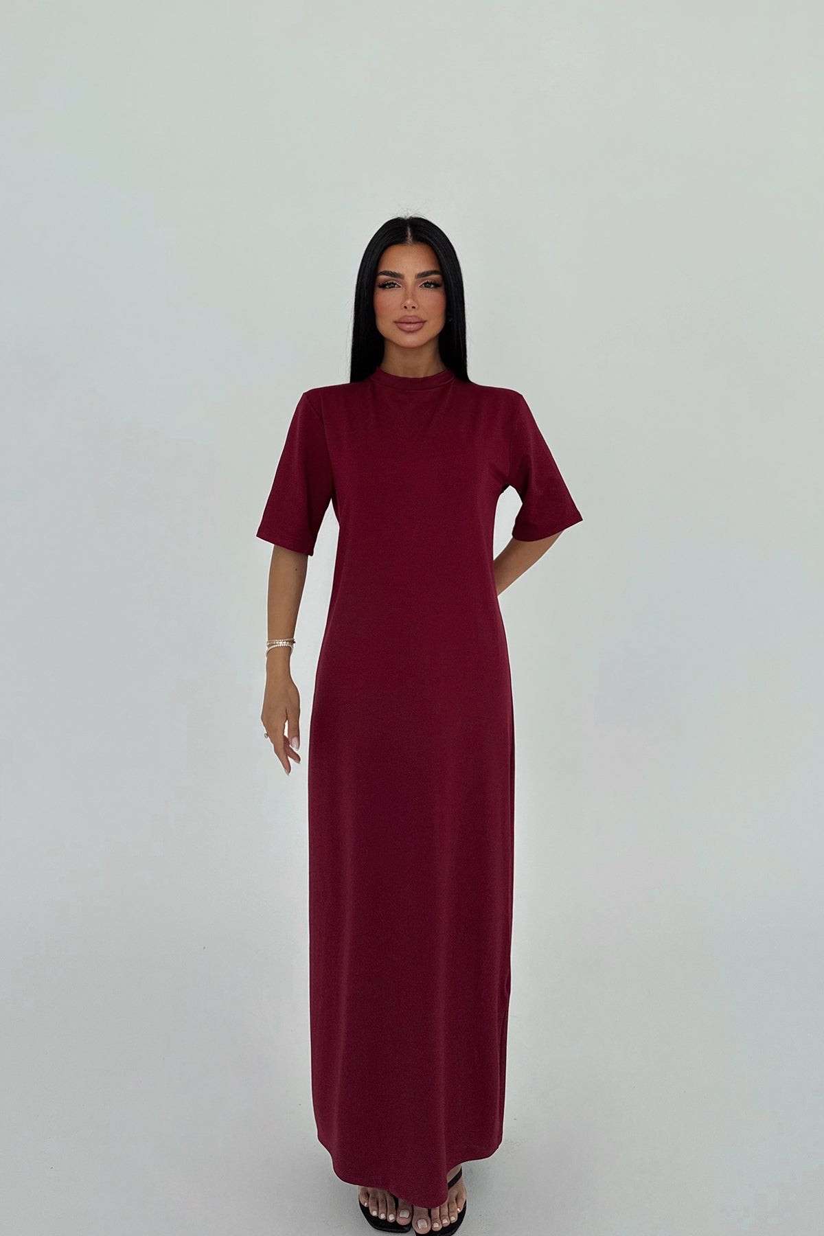 Bordo Roland Uzun Elbise ATE-2205