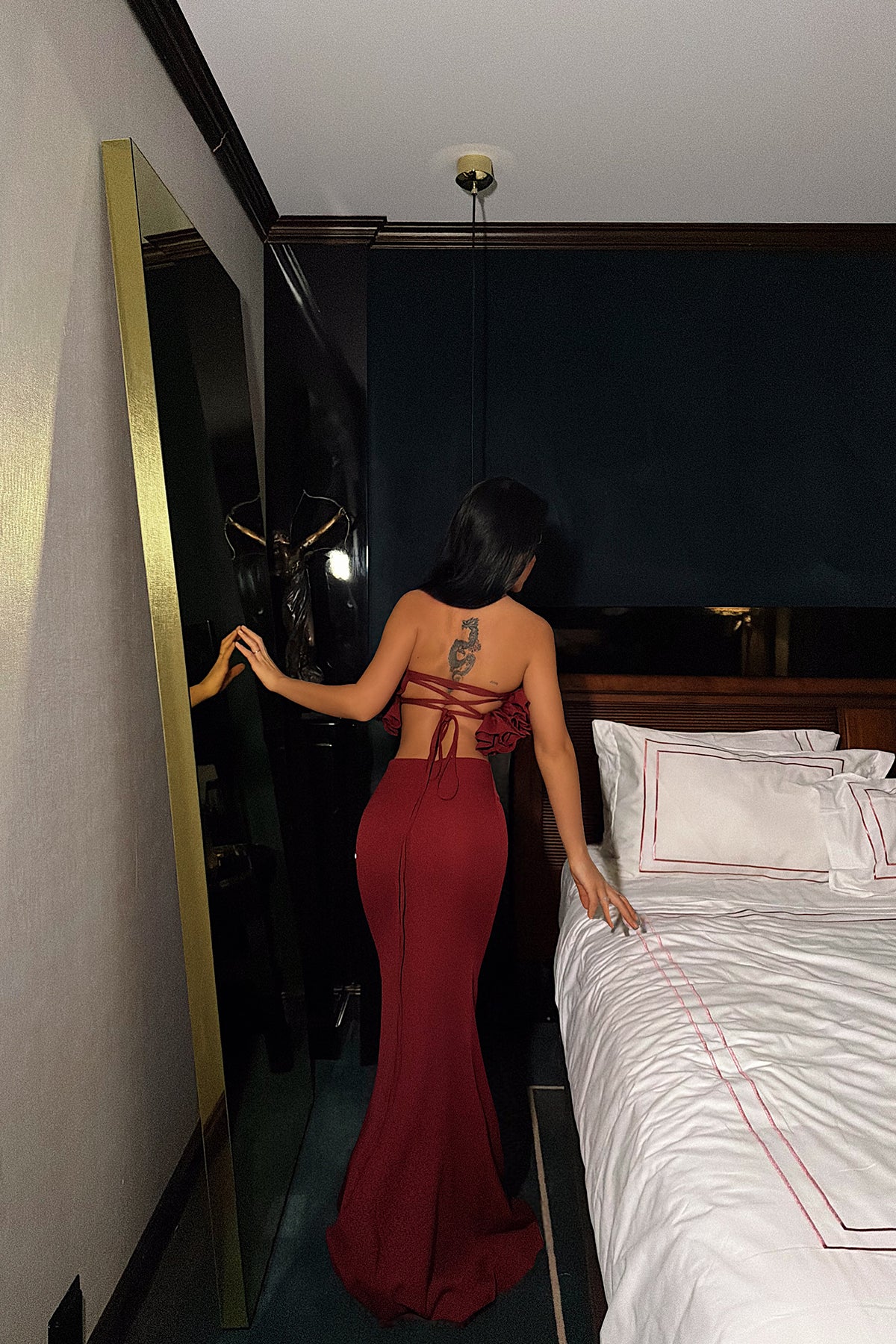 Bordo Ruffle Takım ATE-4432