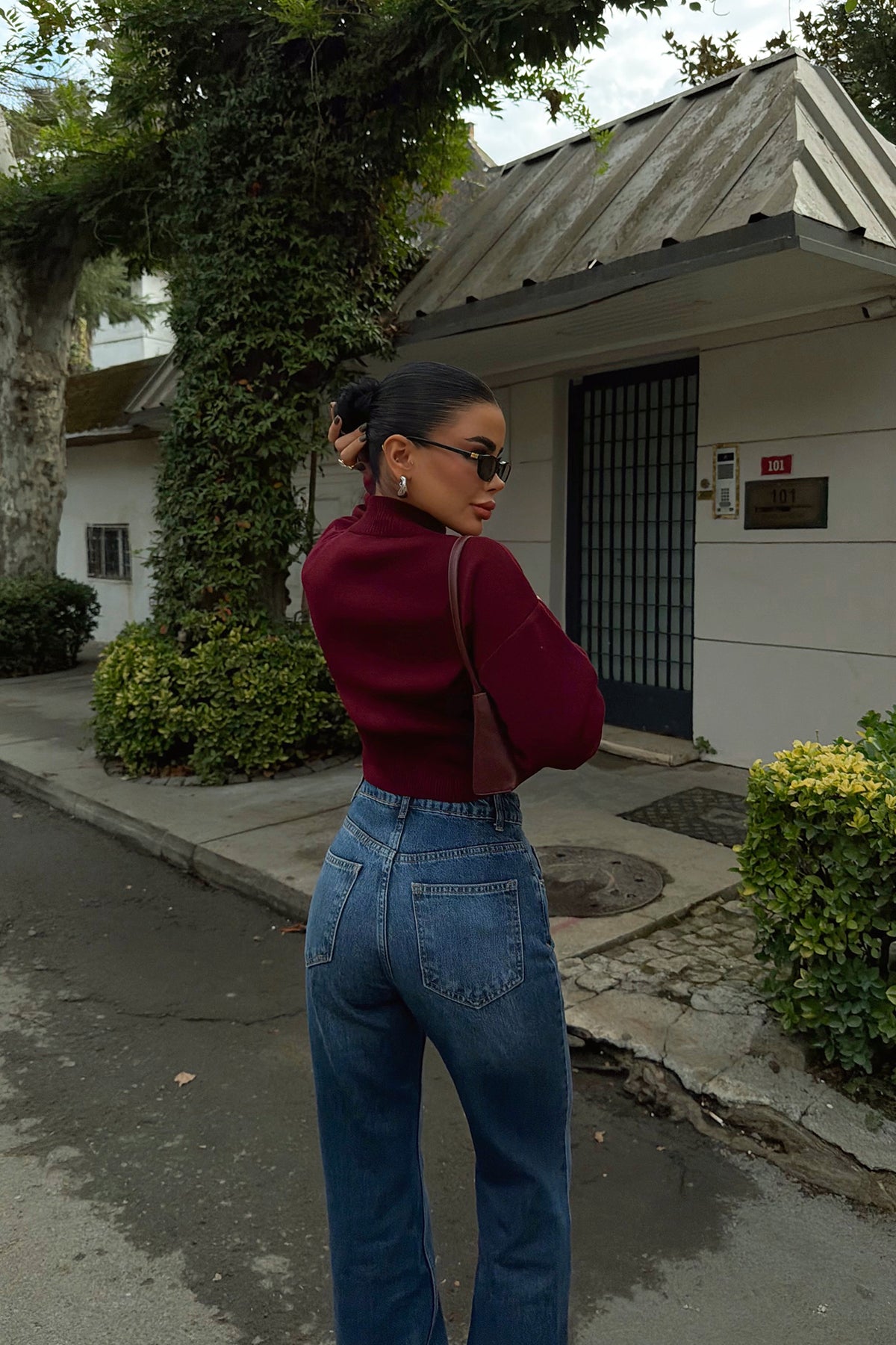 Bordo Balboa Çift Fermuarlı Triko Hırka ATE-3894