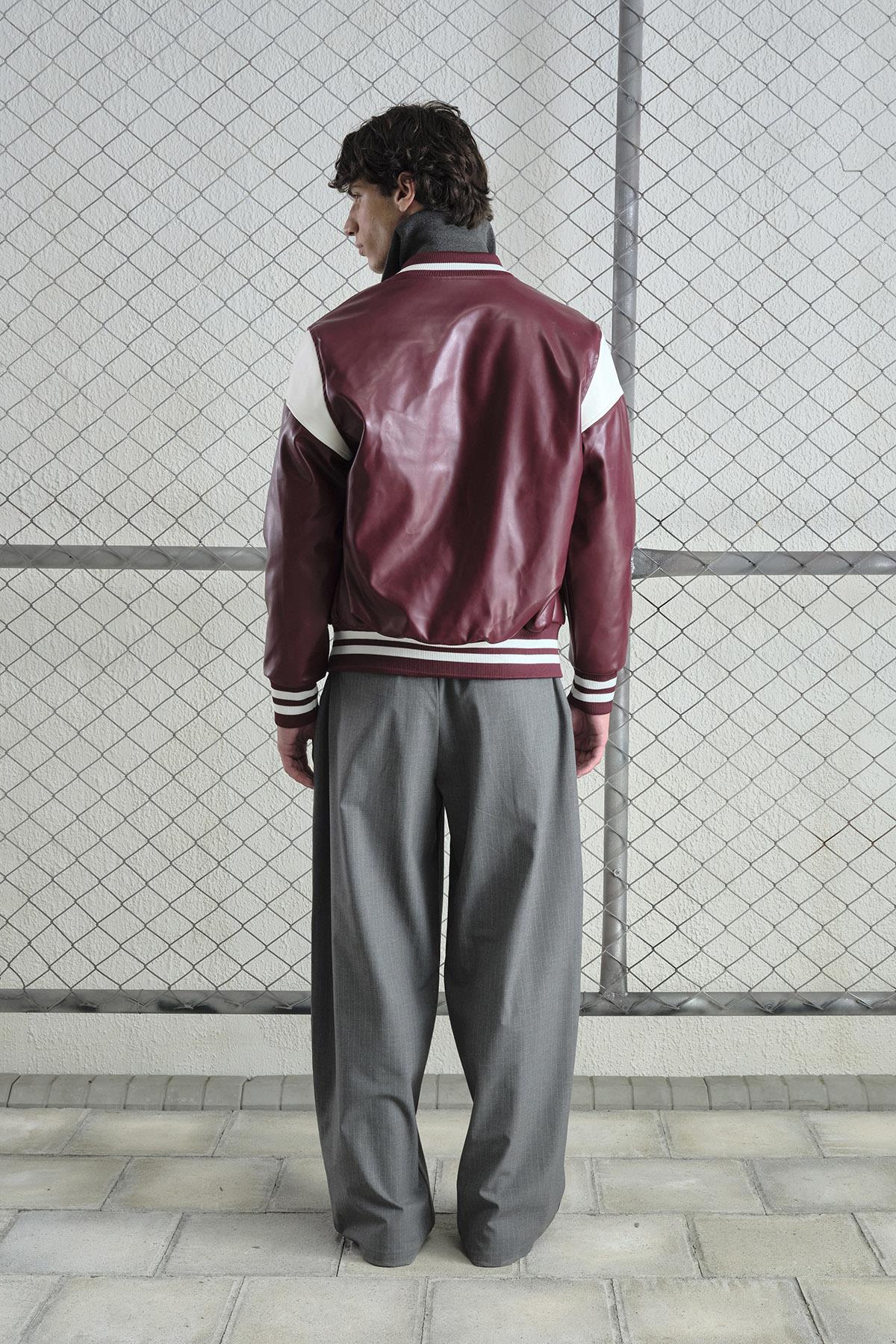 BORDO DERİ KOLEJ CEKET