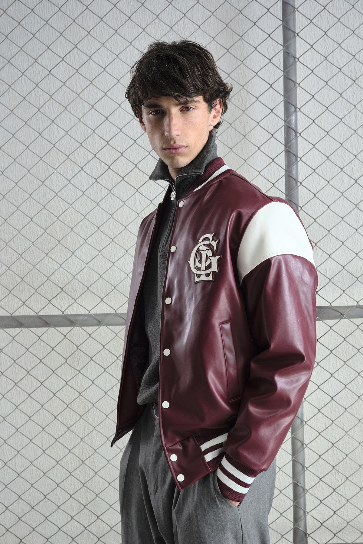 BORDO DERİ KOLEJ CEKET