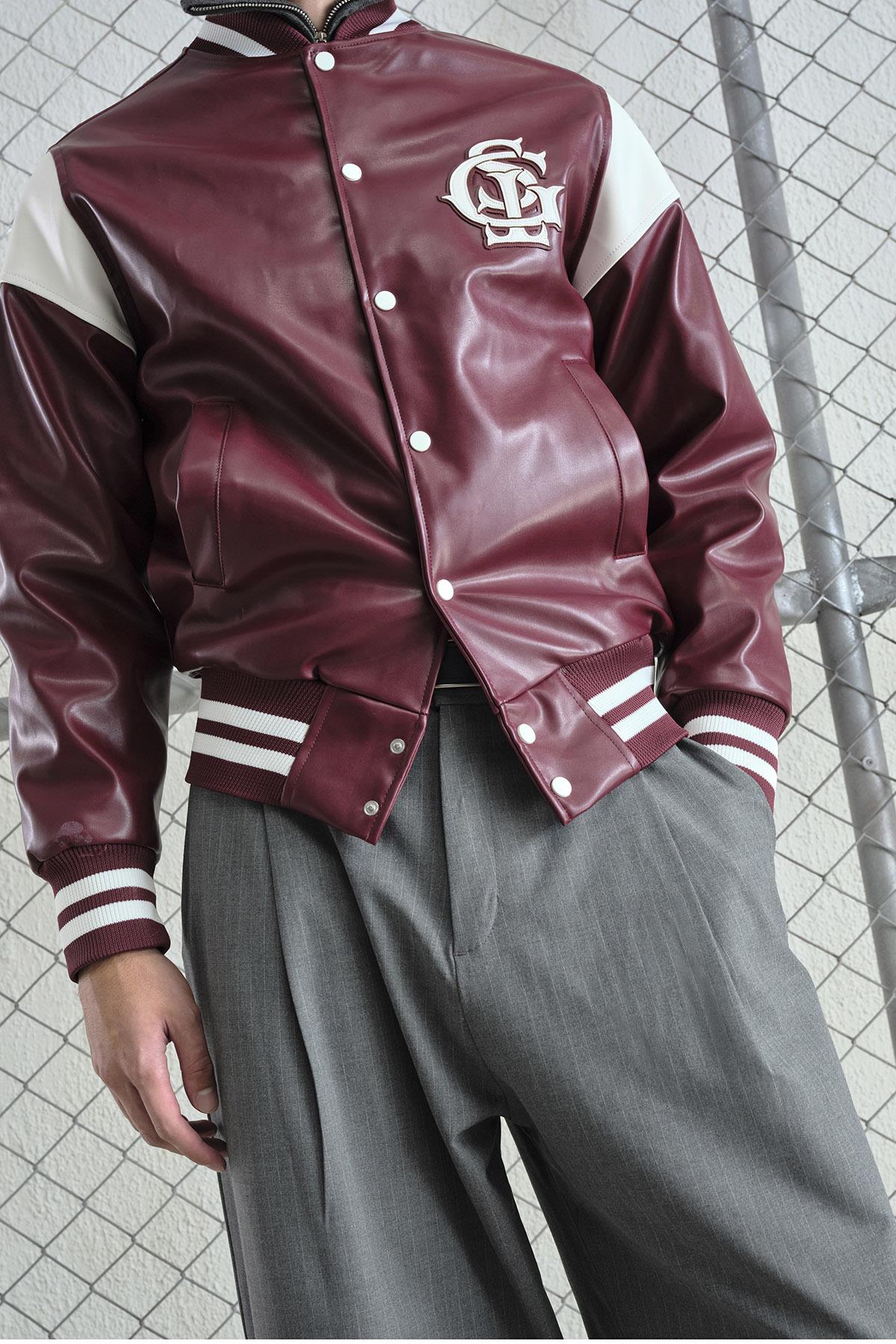 BORDO DERİ KOLEJ CEKET