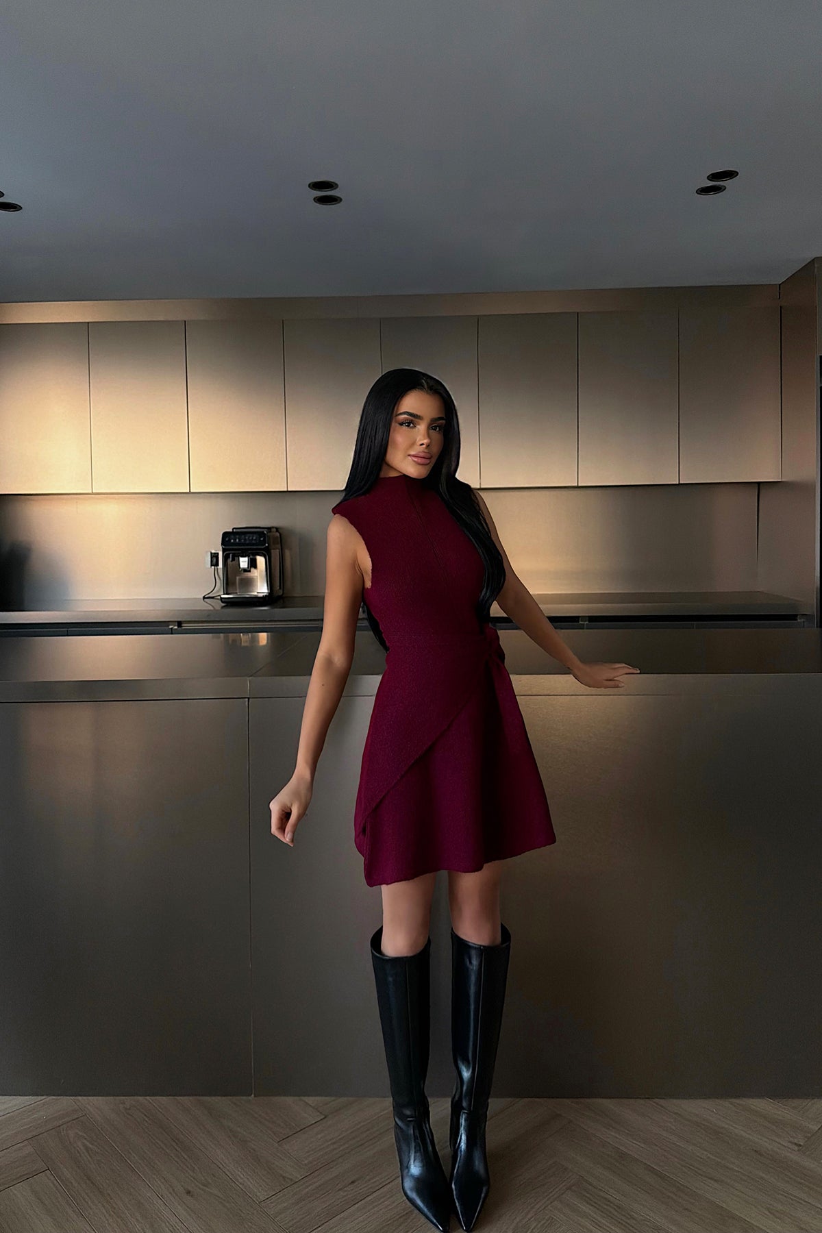 Bordo Marayla Triko Elbise ATE-4450