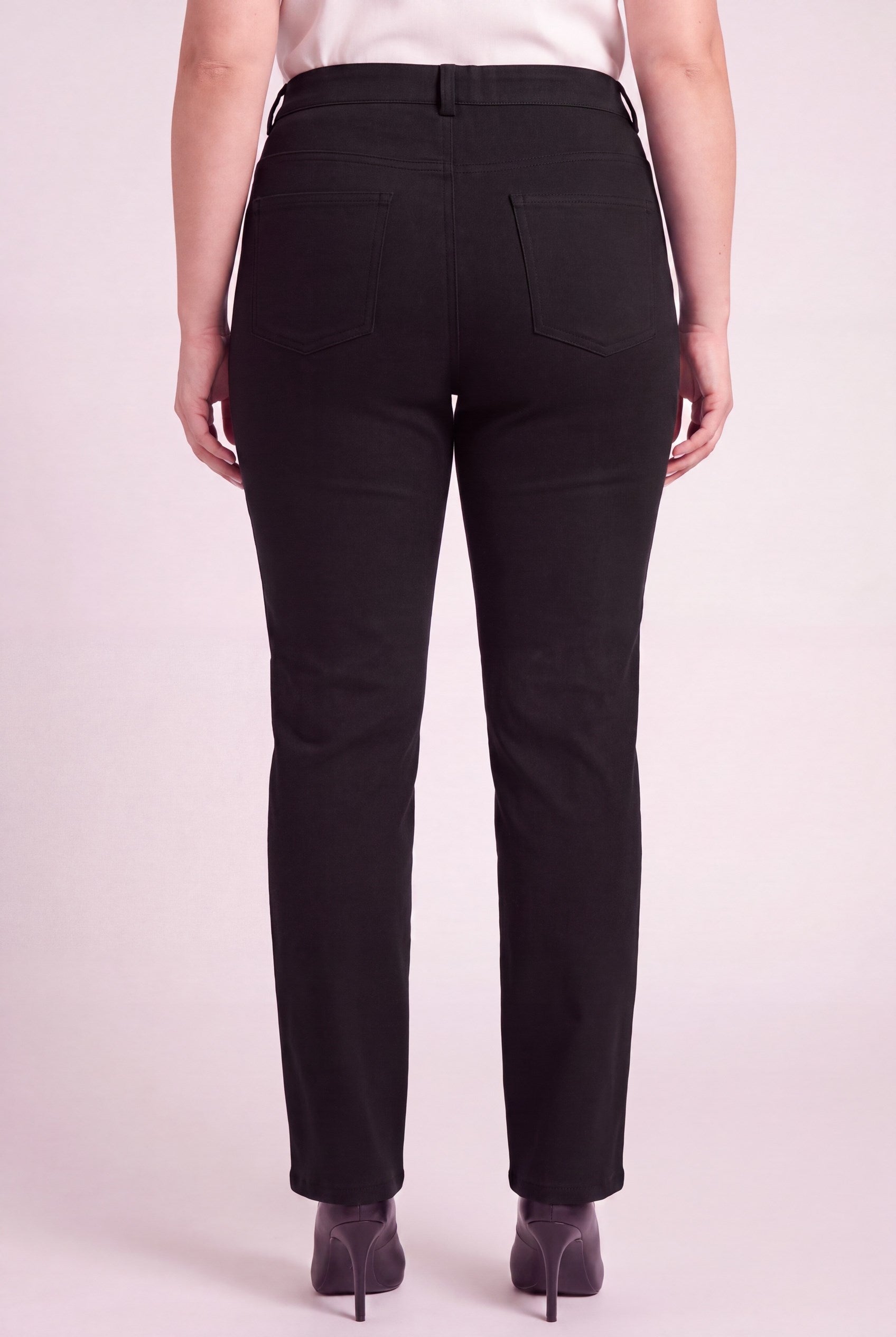 Büyük Beden Boru Paça Çelik Örme Pantolon Siyah