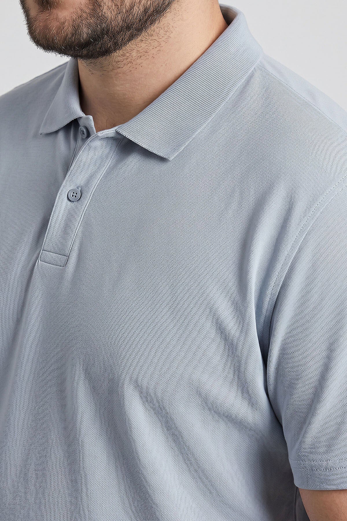 Buz Mavi Polo Yaka Büyük Beden Battal Erkek T-Shirt - 88511