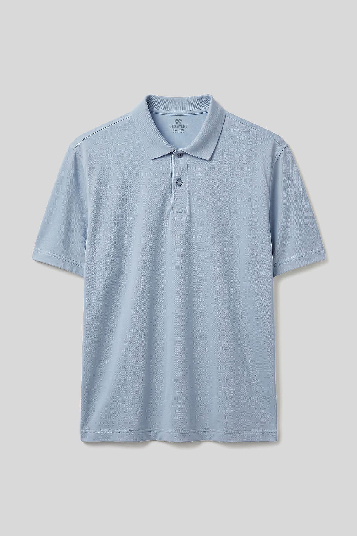 Buz Mavi Polo Yaka Büyük Beden Battal Erkek T-Shirt - 88511
