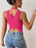 Women’s Sleeveless Knit Blouse with Cross-Back Detail