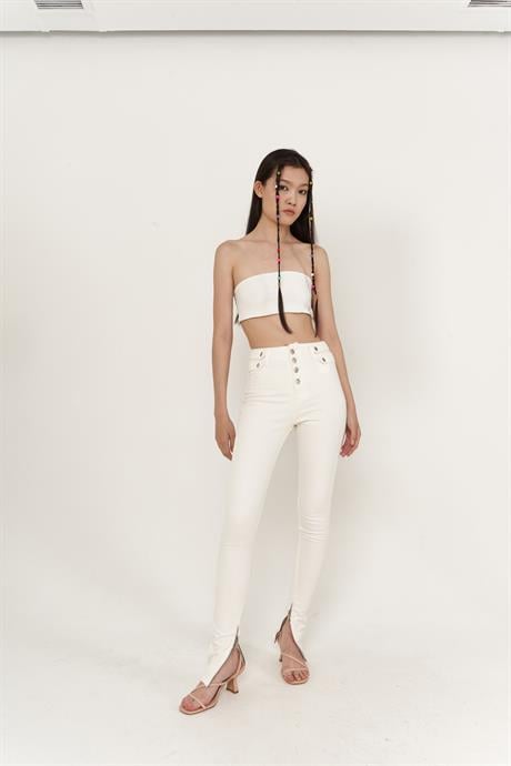 Split Jean Pantolon Beyaz Beyaz L / 30