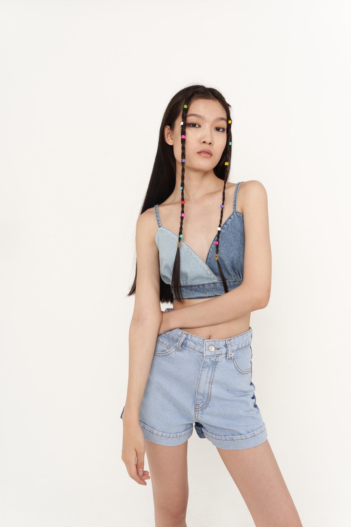 Kot Kumaş Yumi Büstiyer Mavi