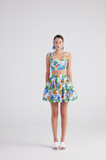 Ravello Mini Skirt with Pockets and Print Blue