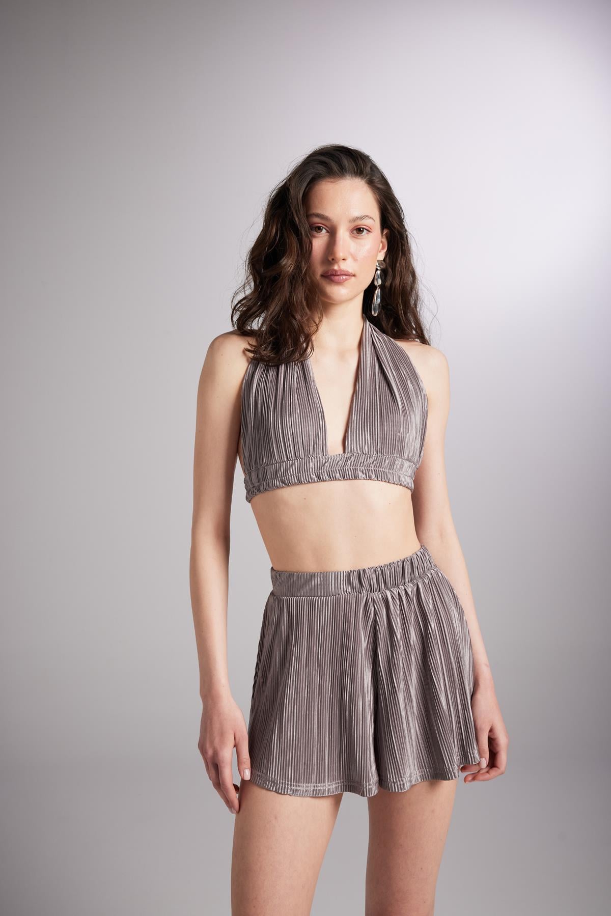 Beli Lastikli Bağlamalı Comfy Büstiyer Vizon